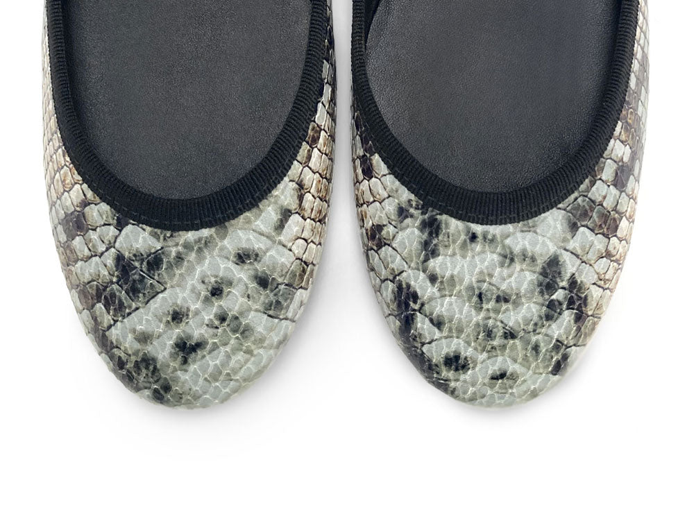 Snake print leather ballet flats