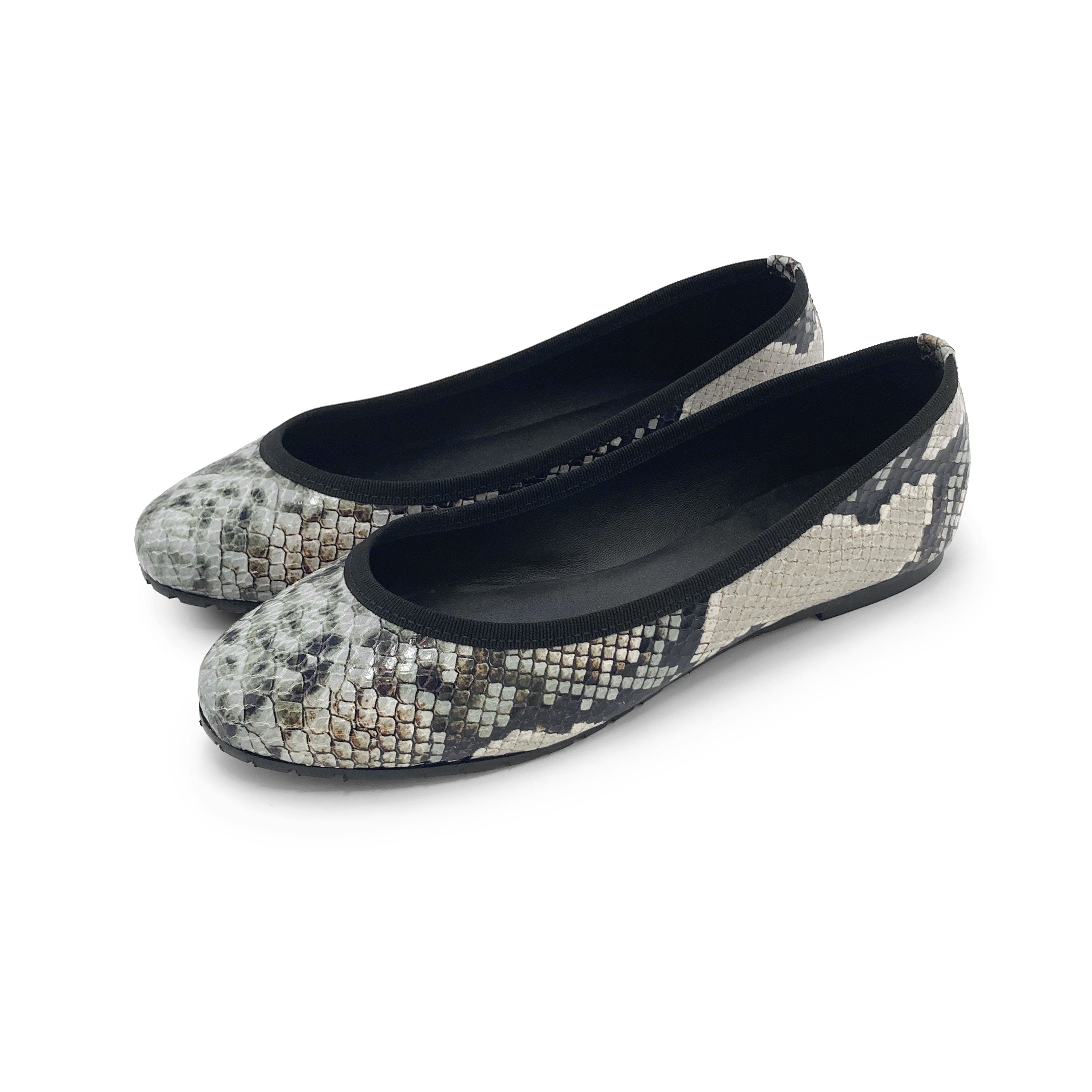 Snake print leather ballet flats