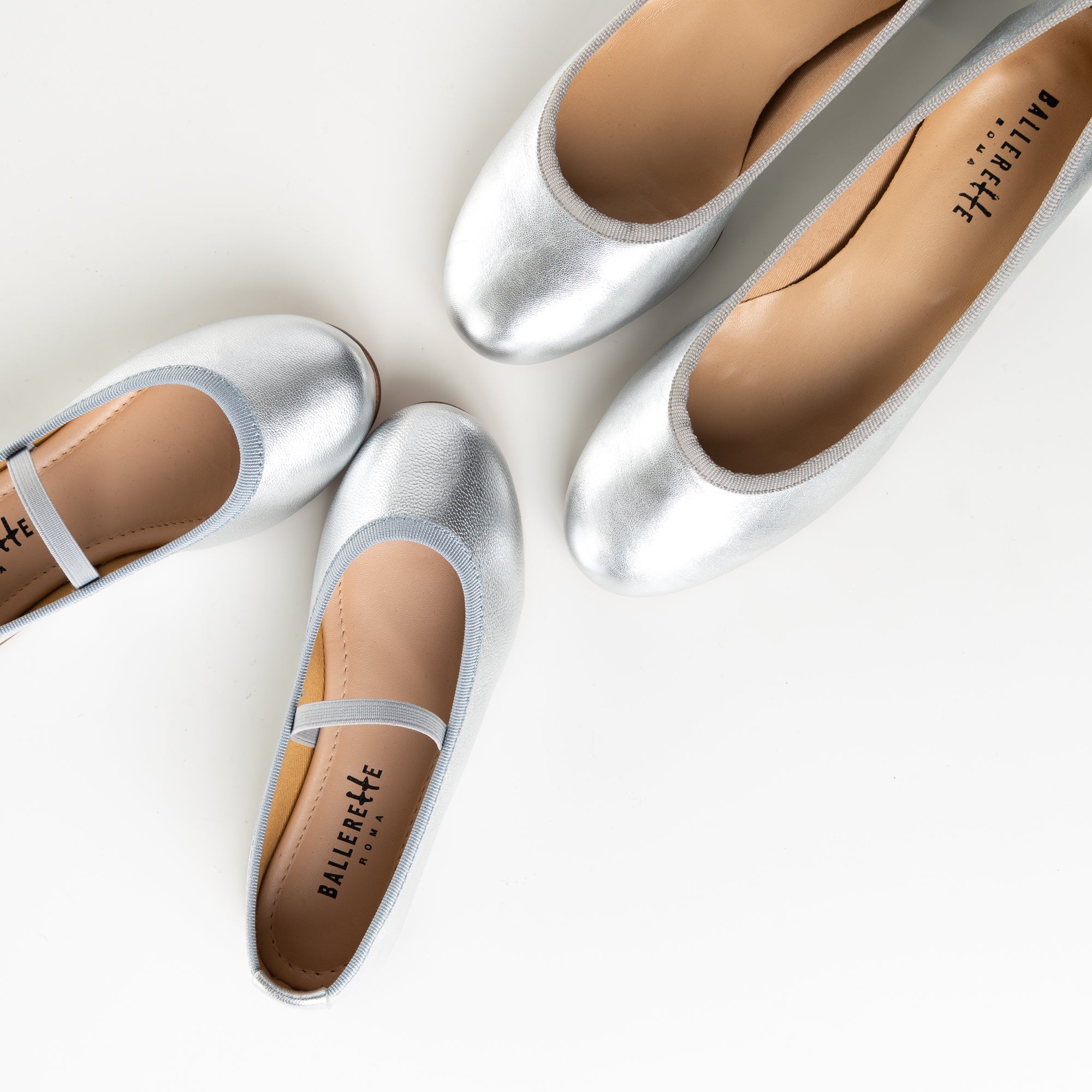 Ballerine bambina argento con elastico