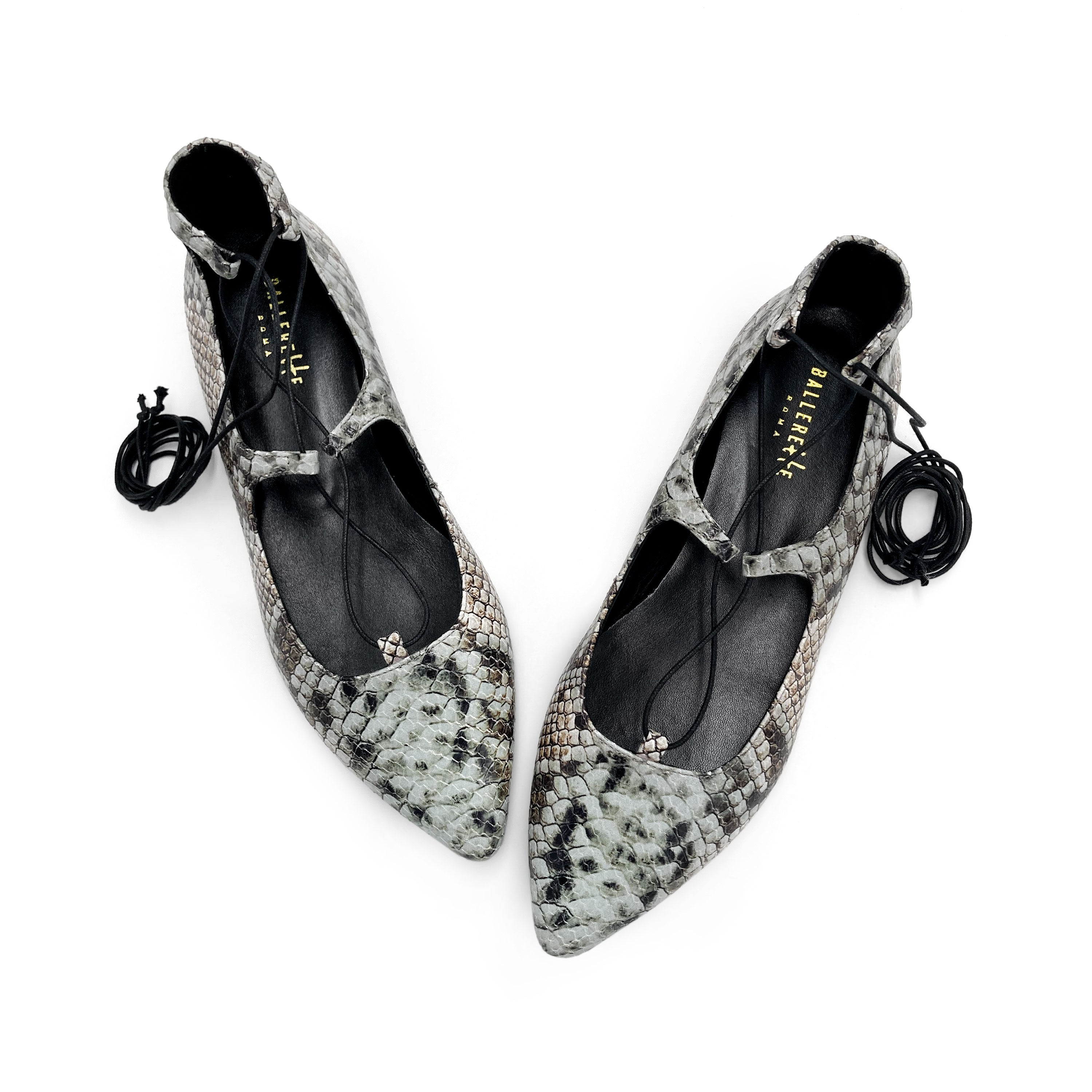 Ballerines à lacets style spartiate imprimé python animalier
