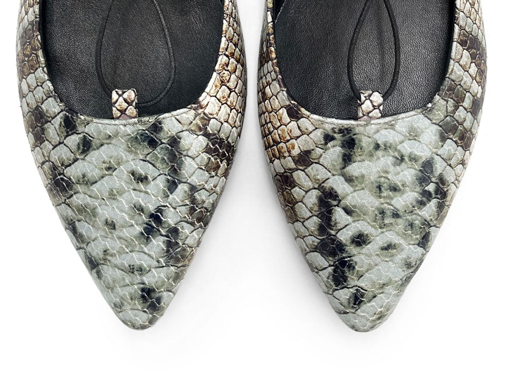 Ballerines à lacets style spartiate imprimé python animalier