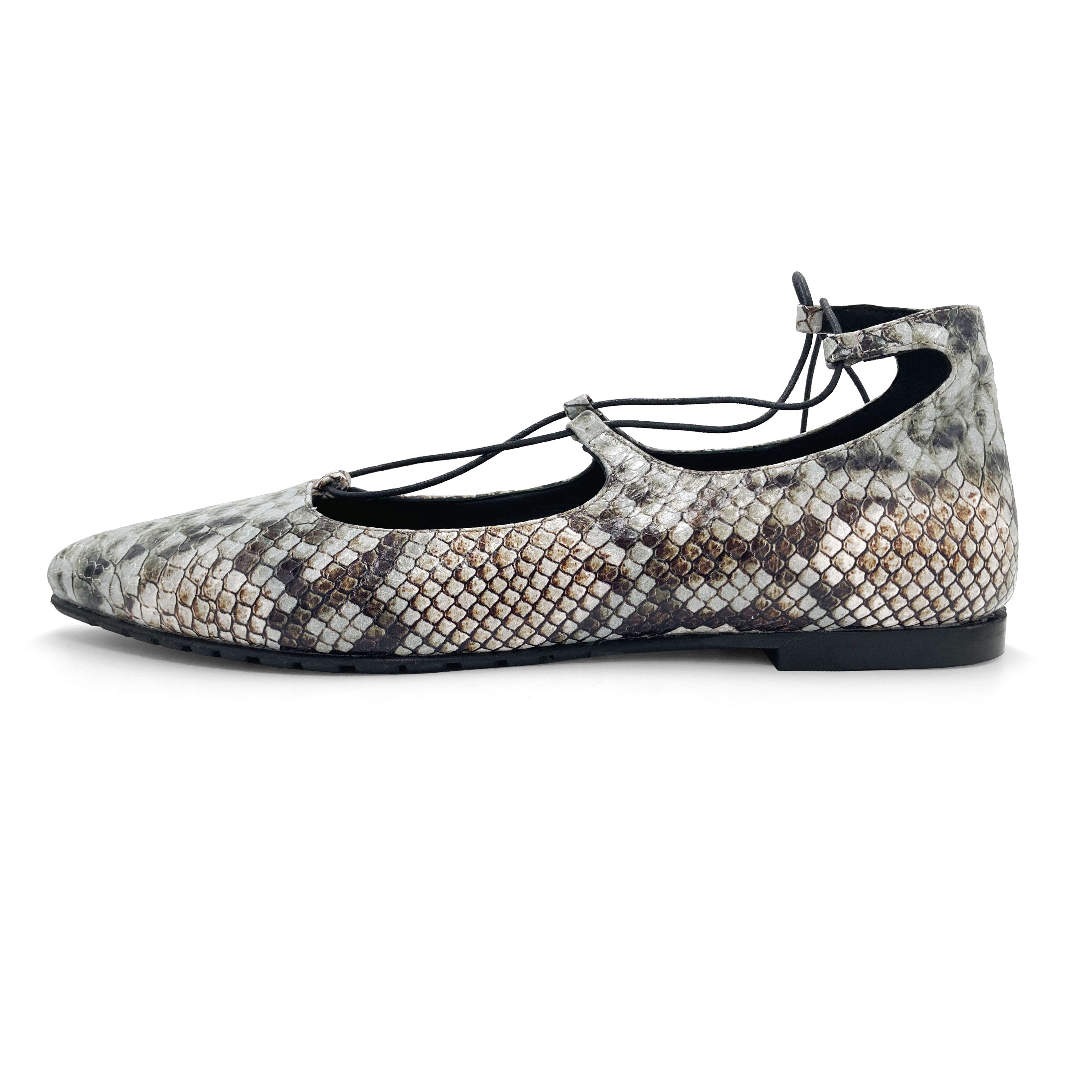 Ballerines à lacets style spartiate imprimé python animalier