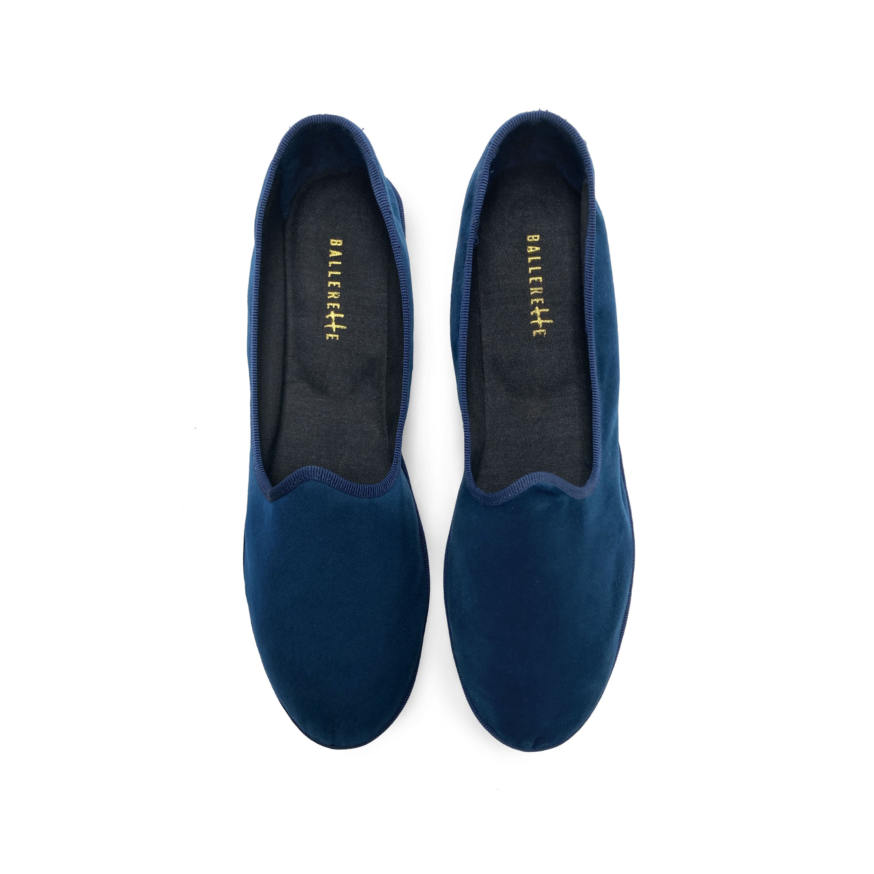 Friulane venecianas de mujer en terciopelo azul