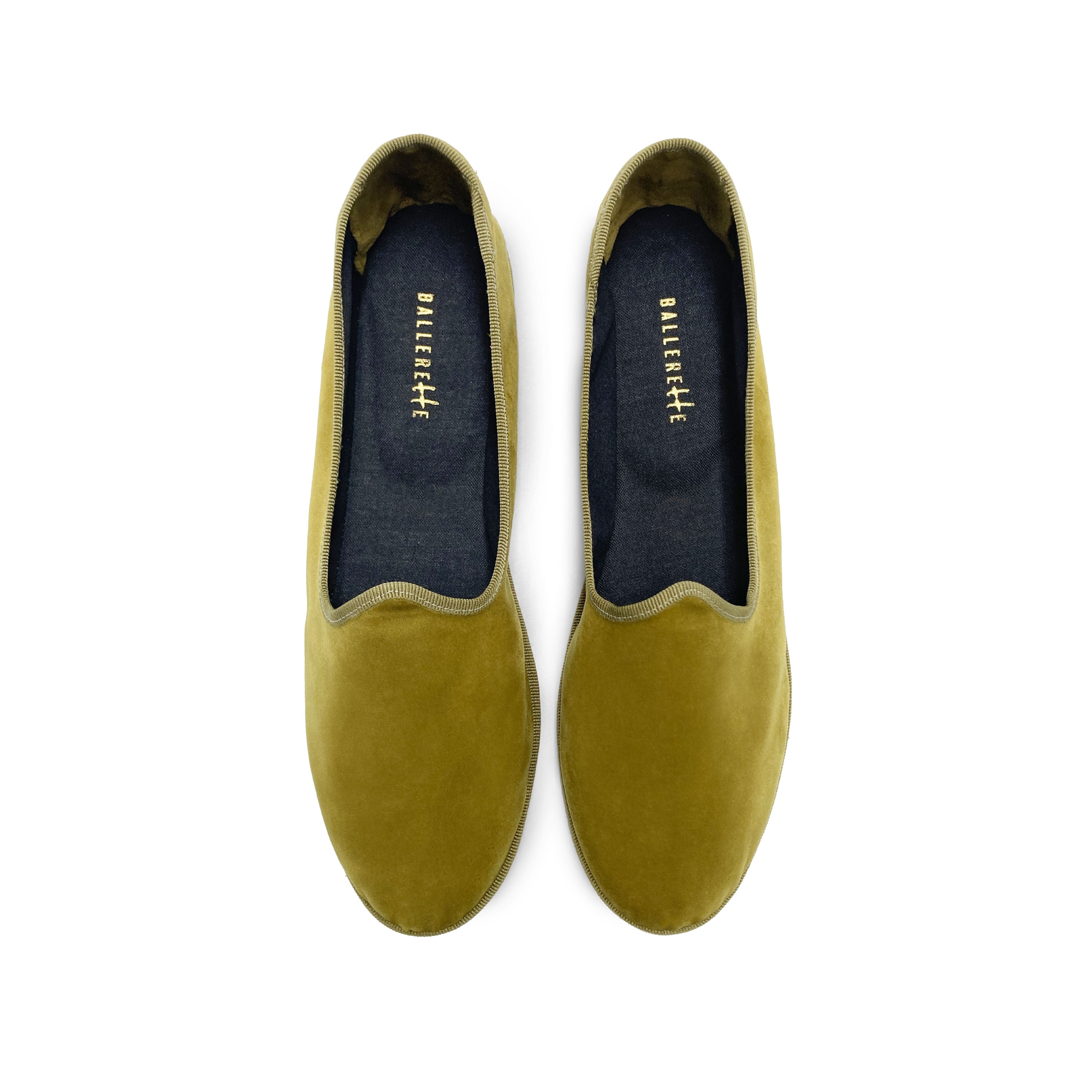 Frioulanes en velours jaune moutarde
