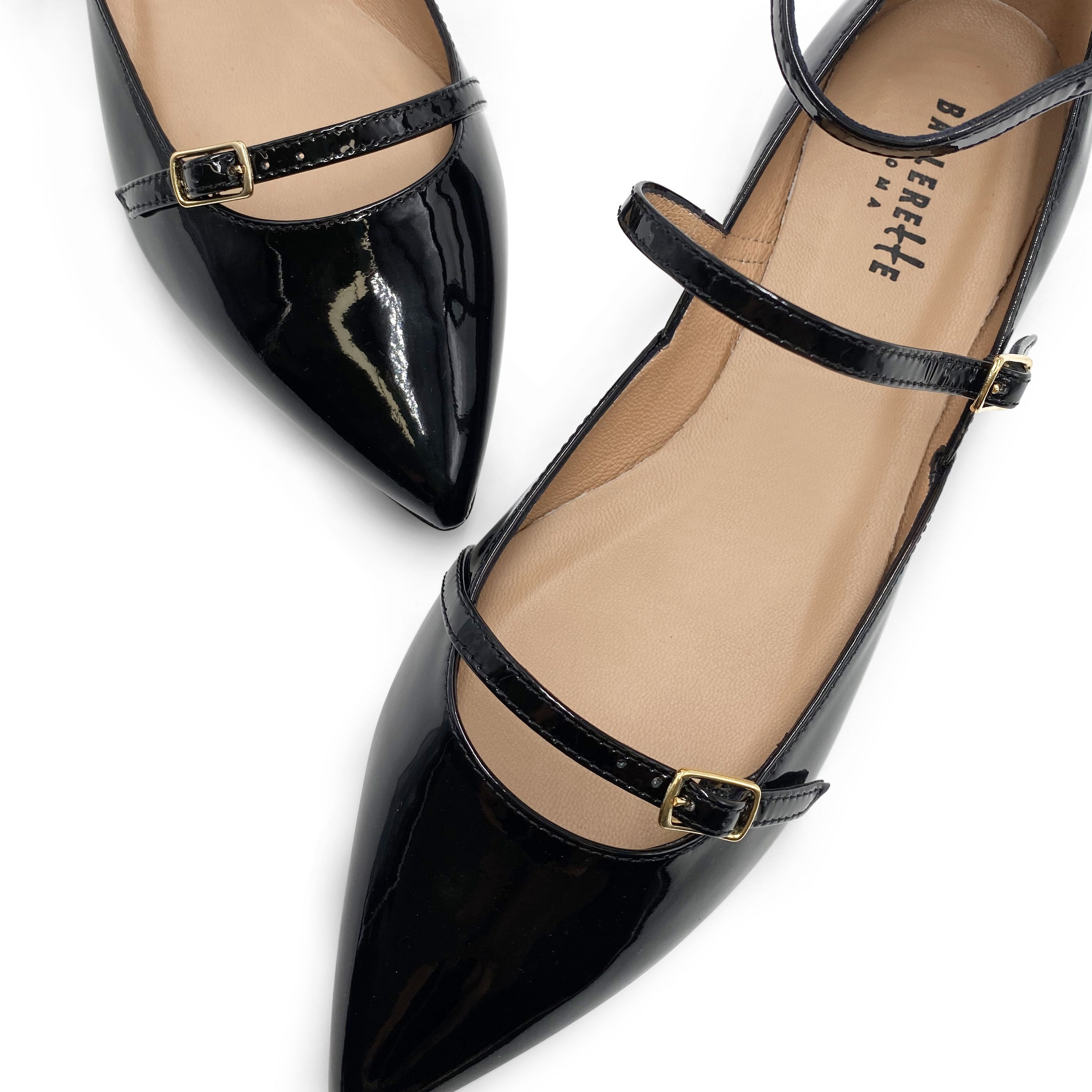 Ballerine nere in vernice con cinturini