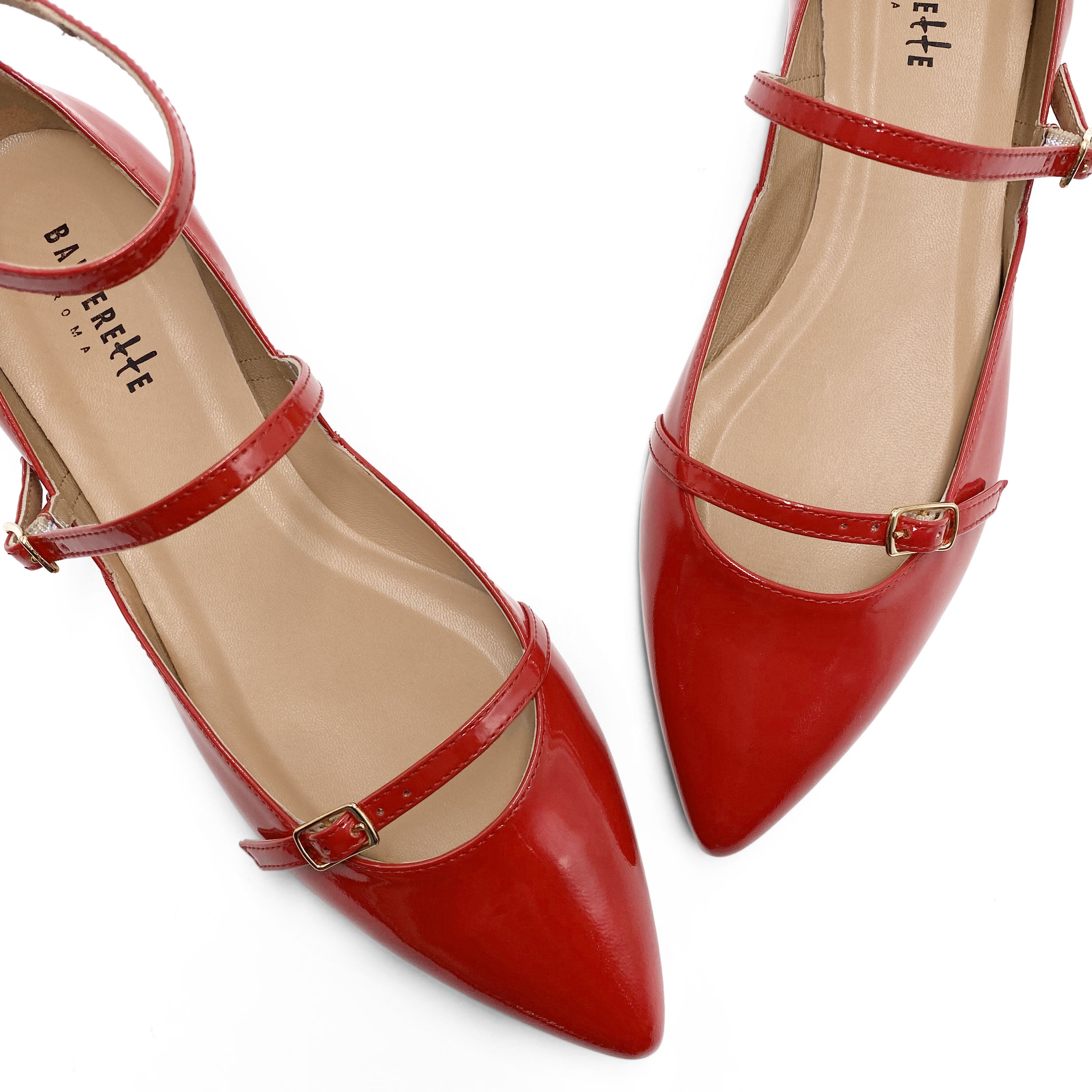 Ballerine rosse in vernice con cinturini