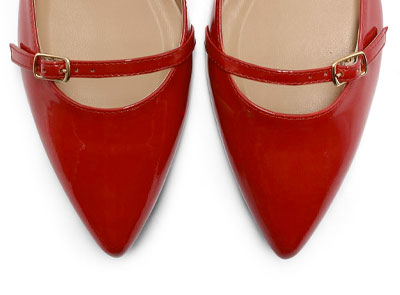 Ballerine rosse in vernice con cinturini