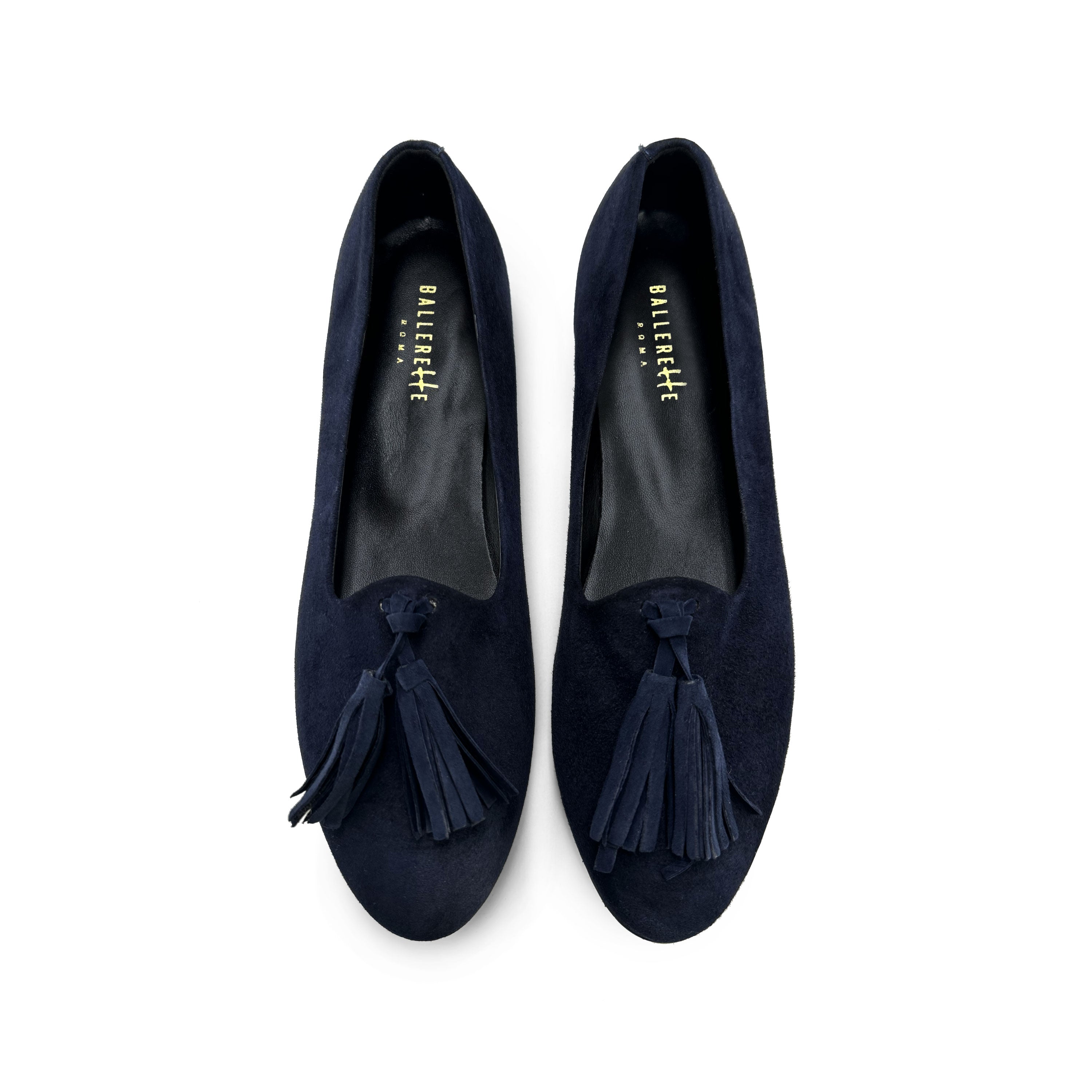Mocassini donna blu con nappine