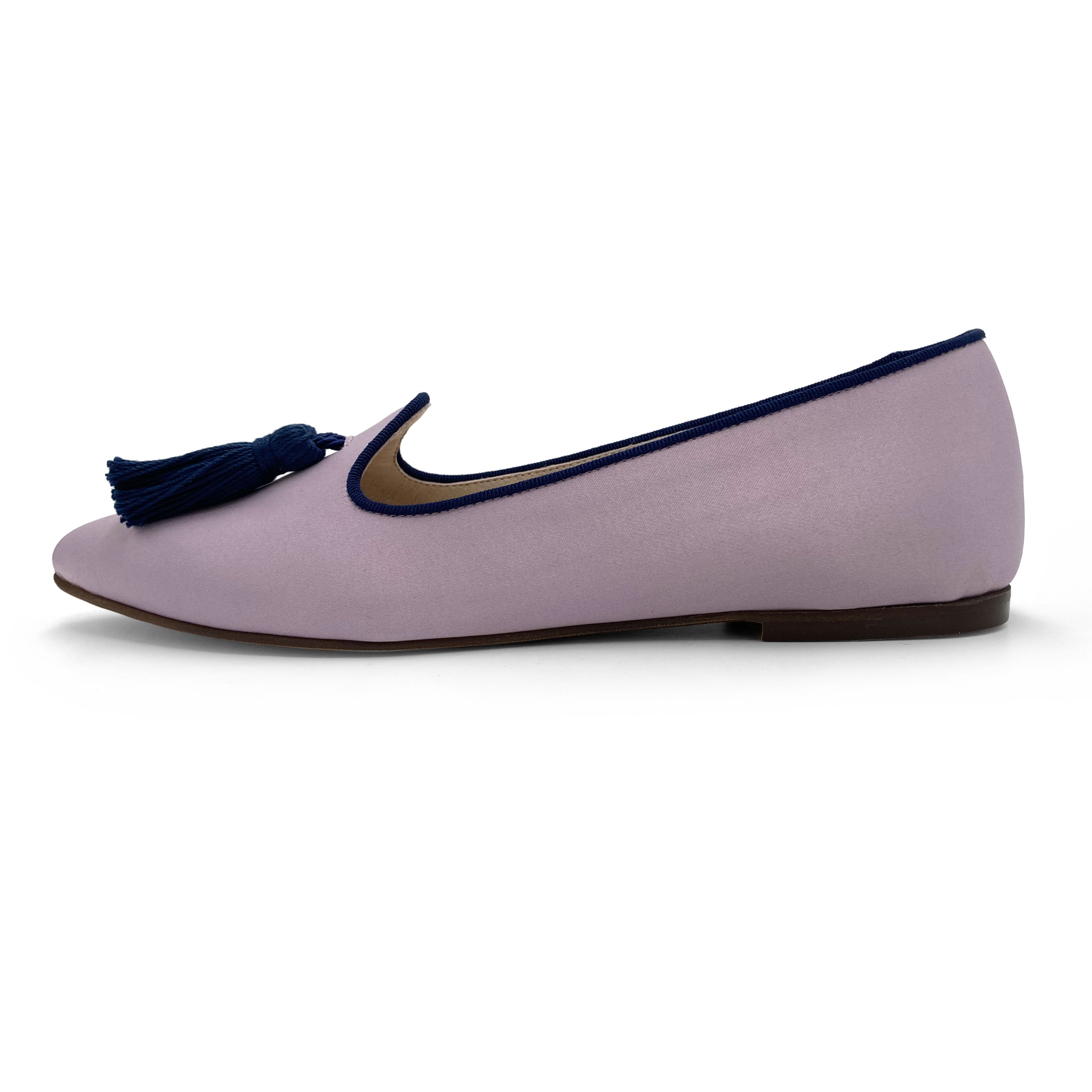 TT Go Green Collection - Lila Damen-Mokassins aus Satin mit blauen Quasten