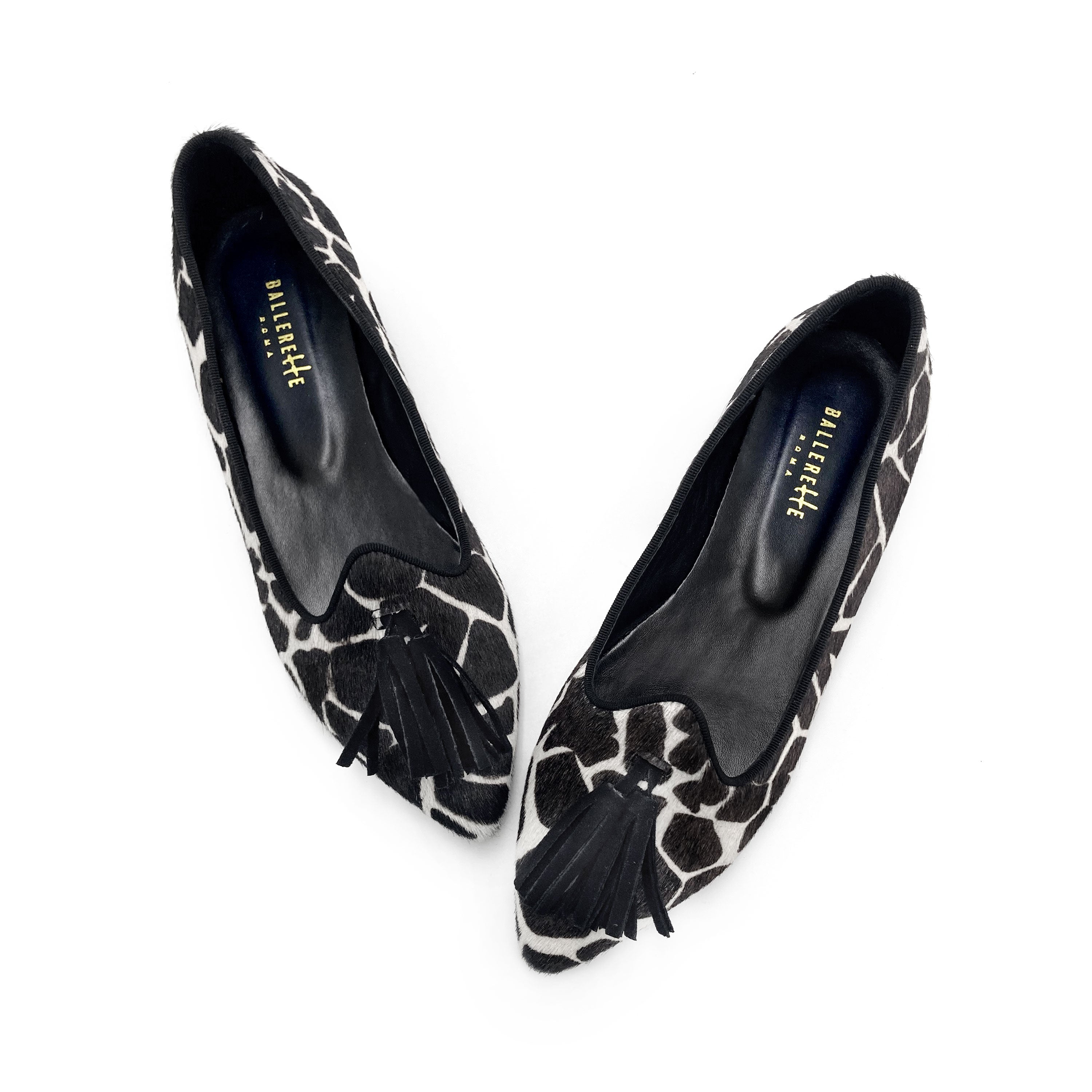 Mocassini donna animalier in cavallino maculato bianco e nero