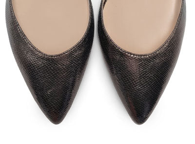 Ballerines à bout ouvert laminées en acier