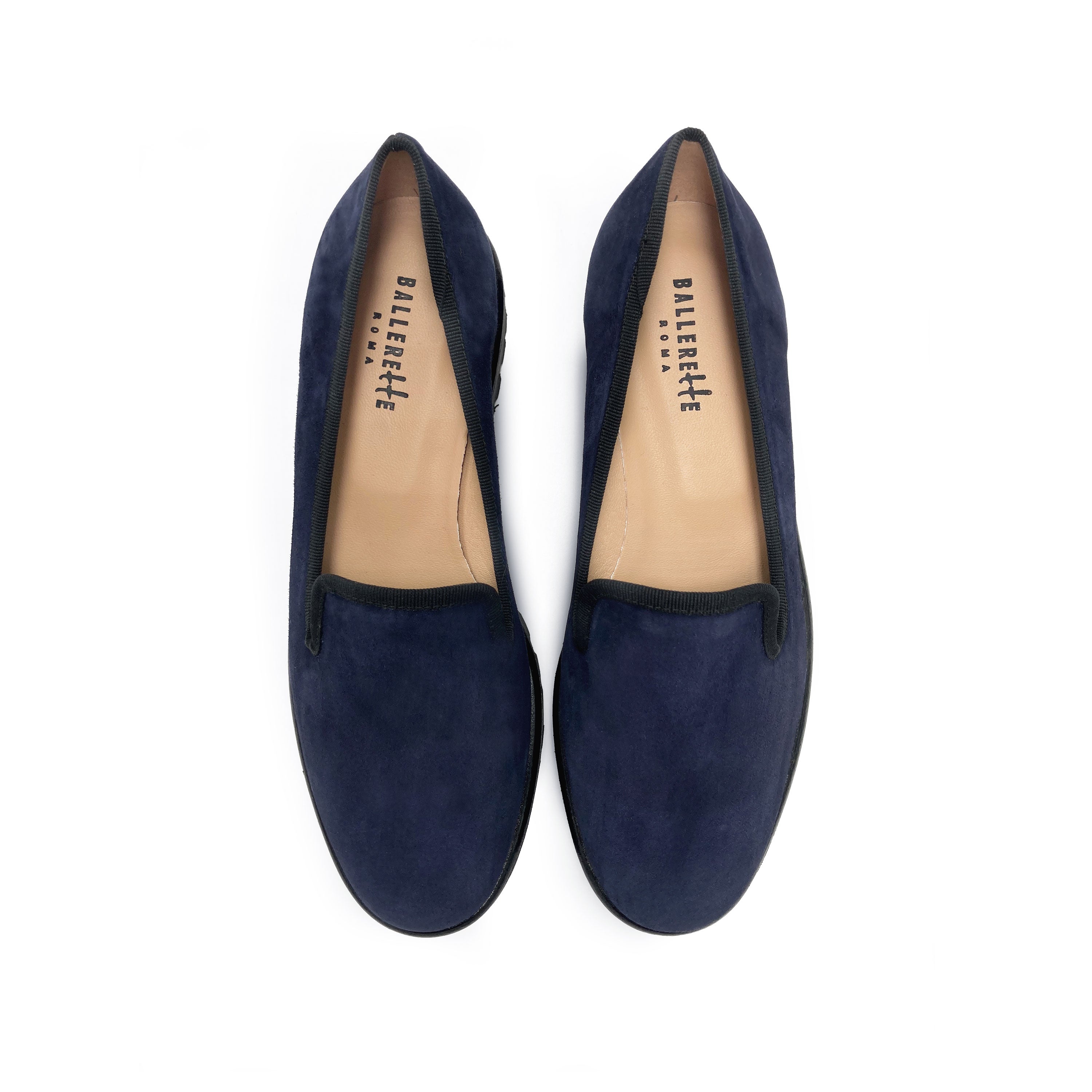 Mocassini da donna platform blu in camoscio