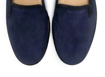 Mocassini da donna platform blu in camoscio