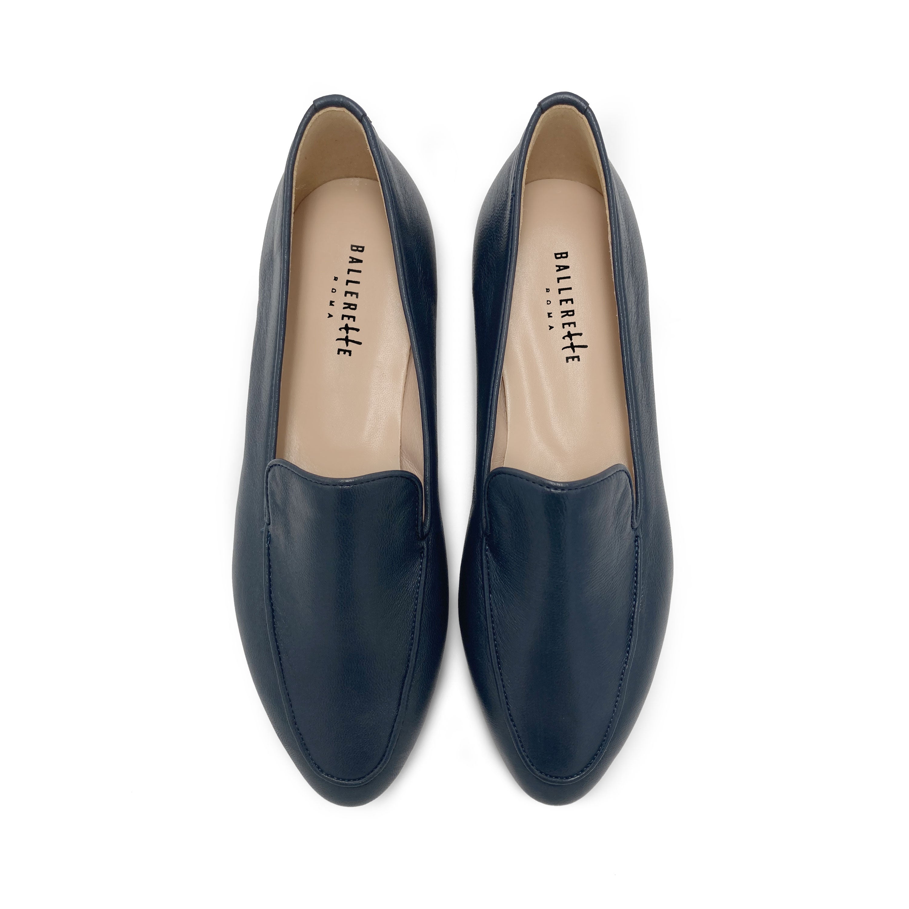 Mocasines en piel color azul oscuro