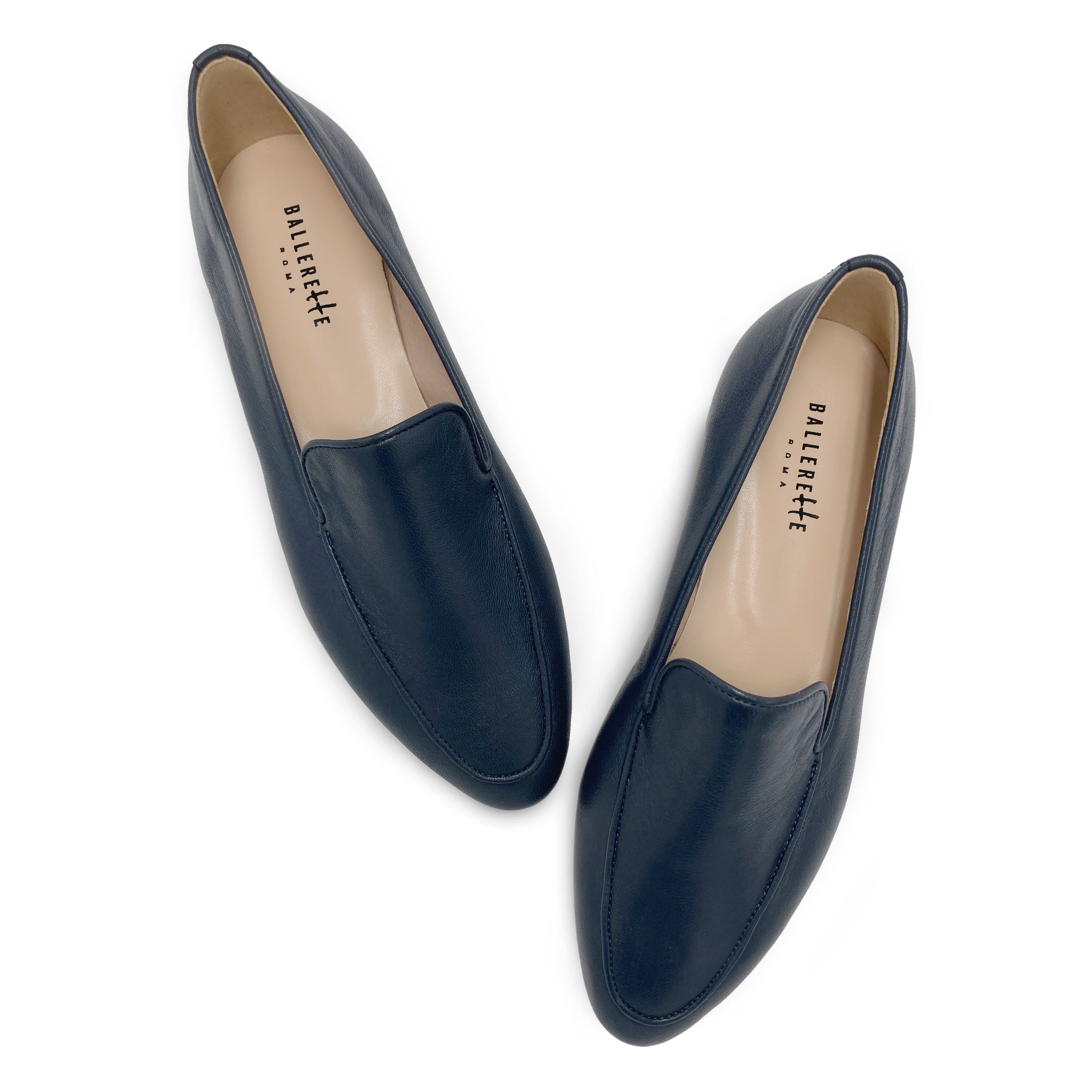 Mocasines en piel color azul oscuro