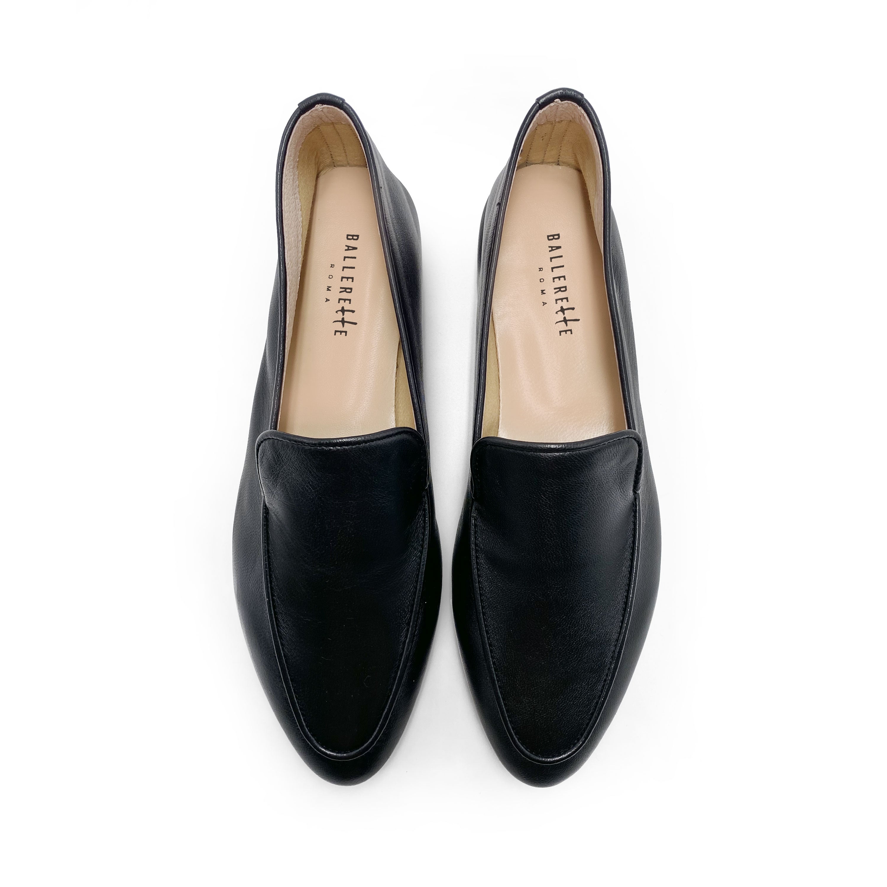 Women's black leather moccasins