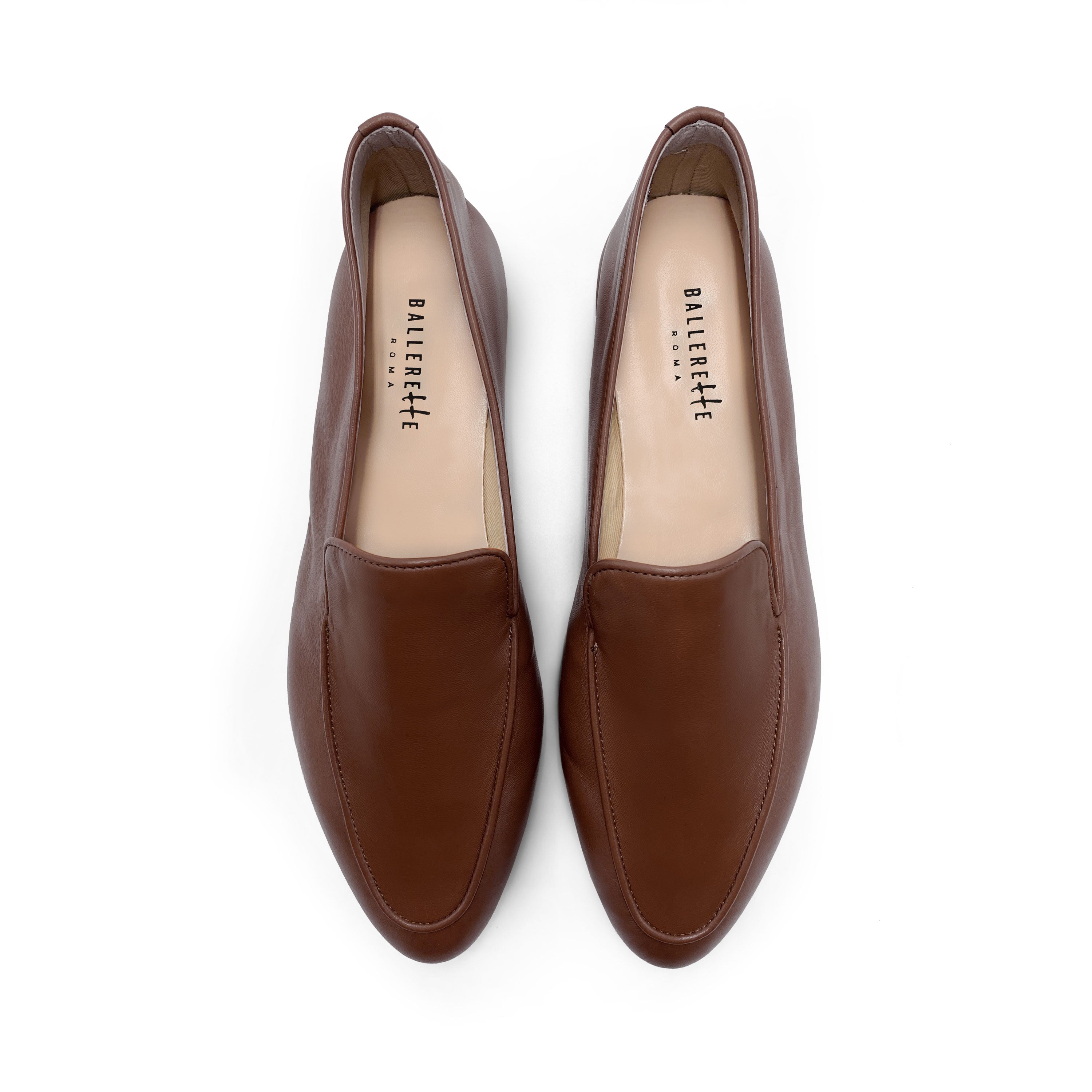 Brown leather women moccasins