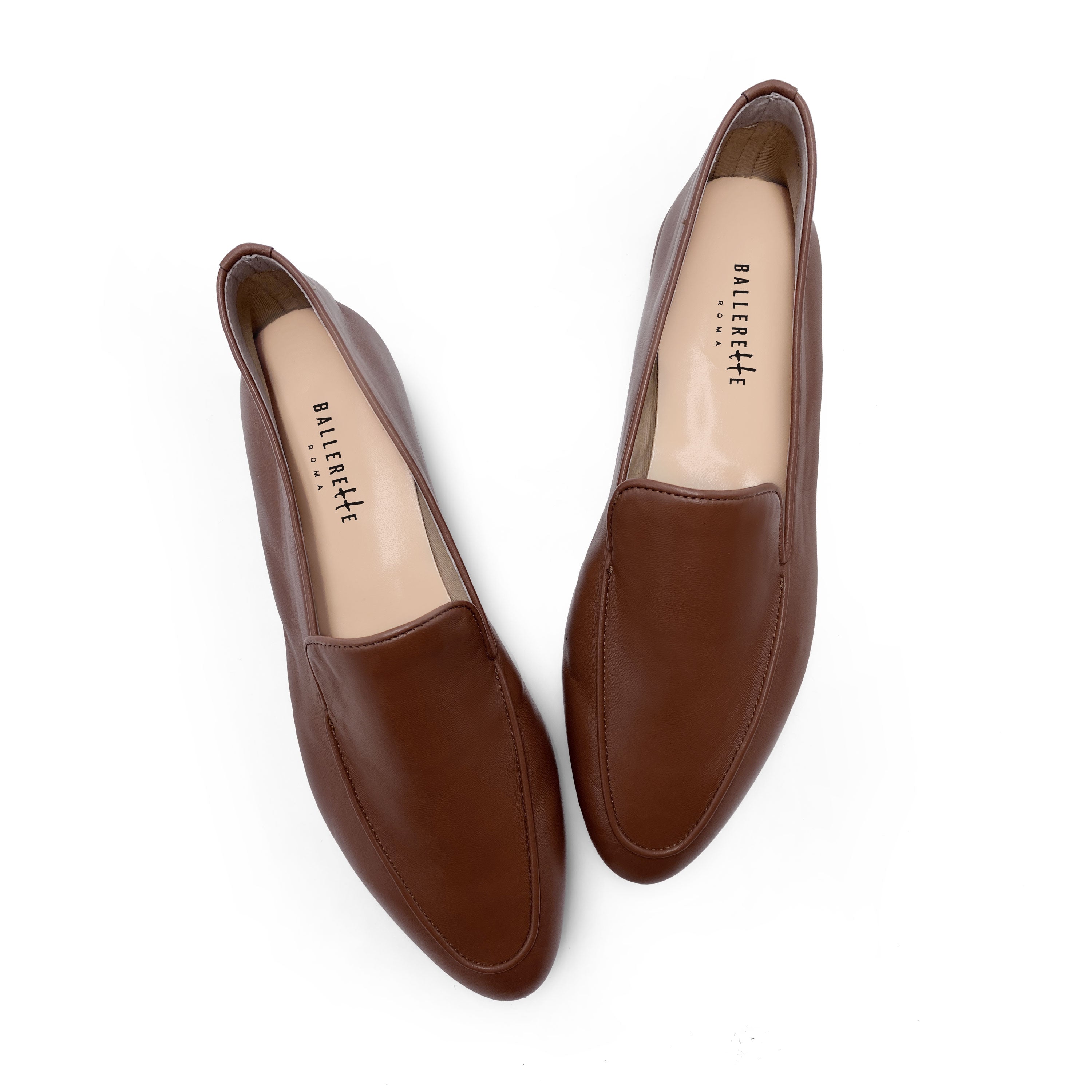 Brown leather women moccasins