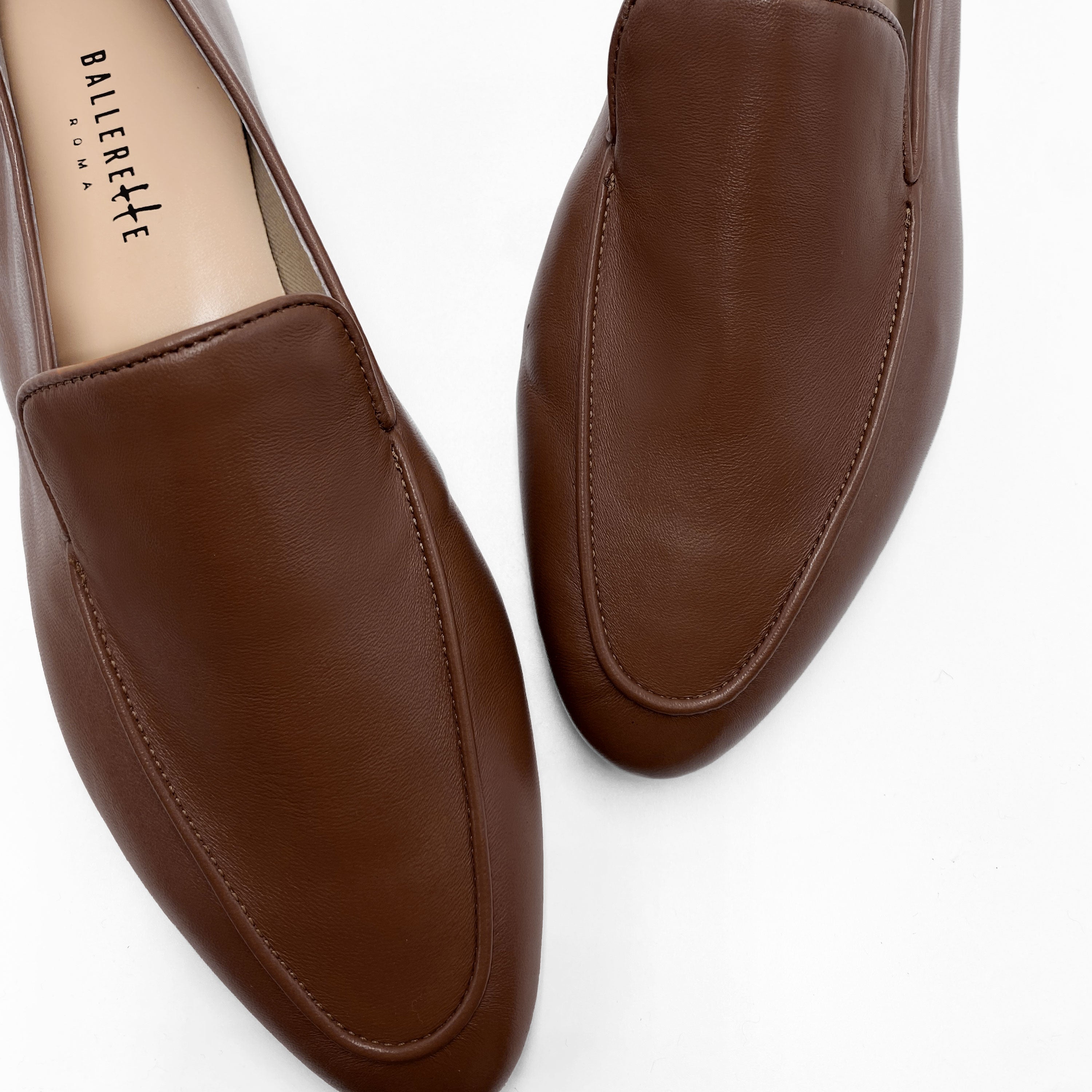 Brown leather women moccasins