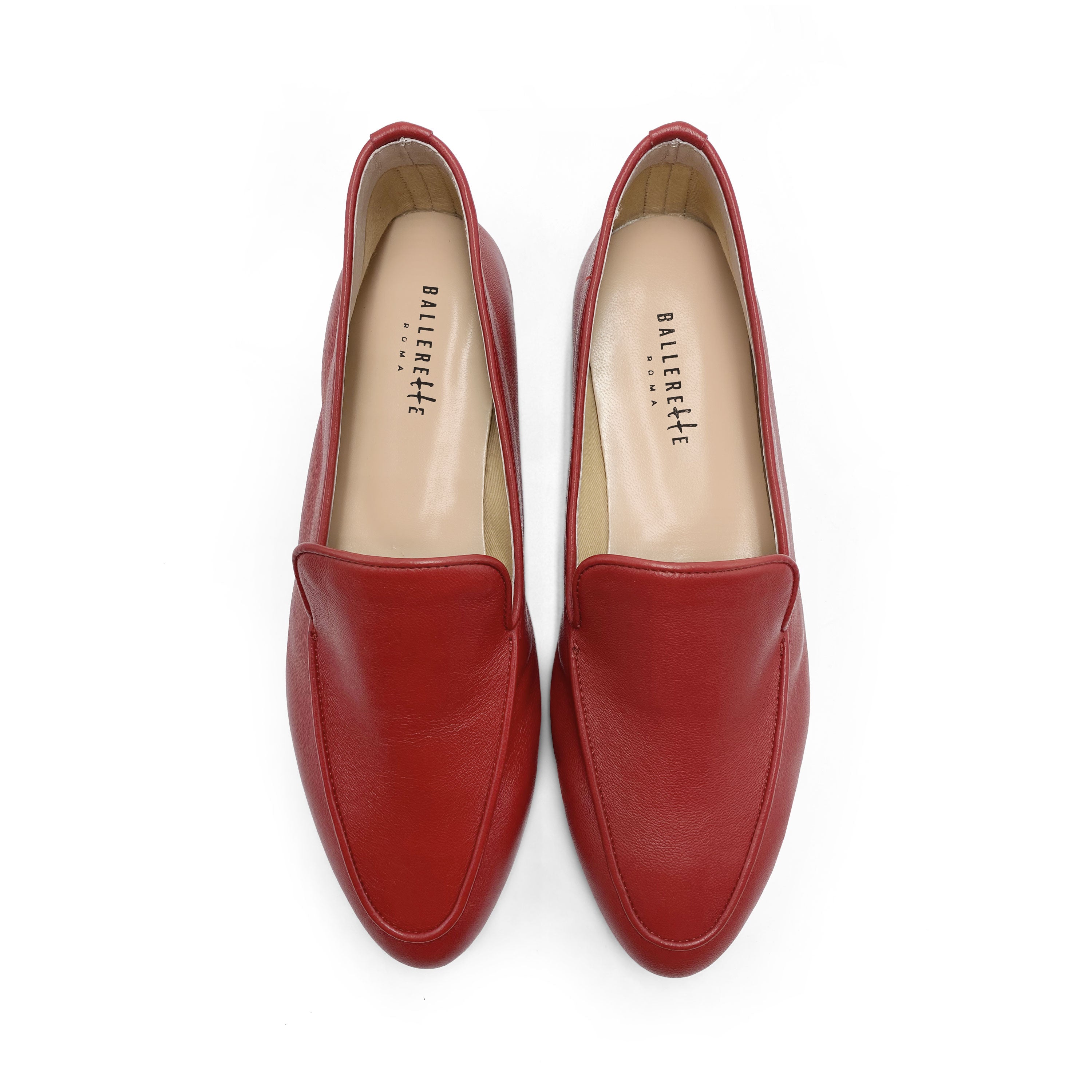 Mocasines de mujer en piel roja
