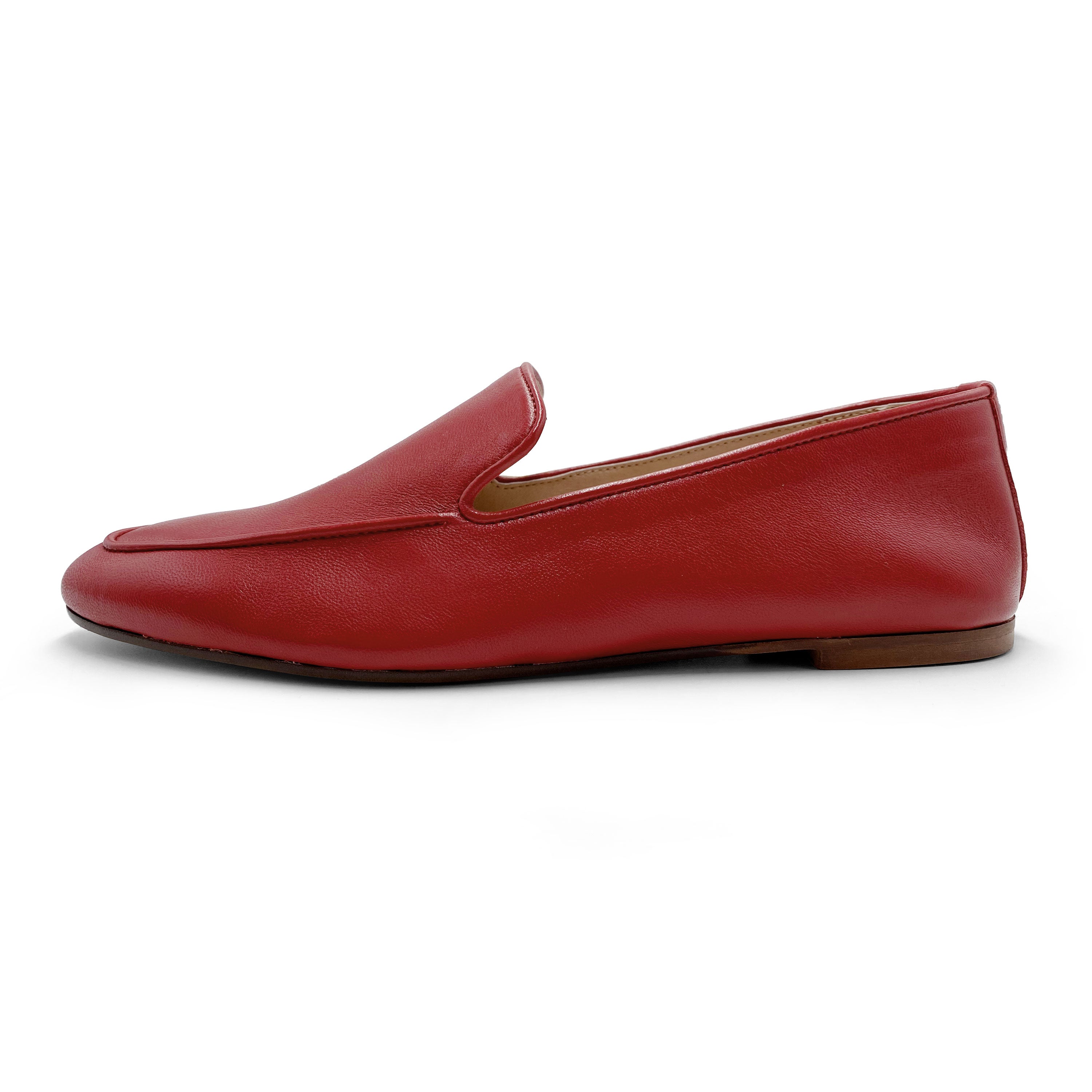 Mocasines de mujer en piel roja