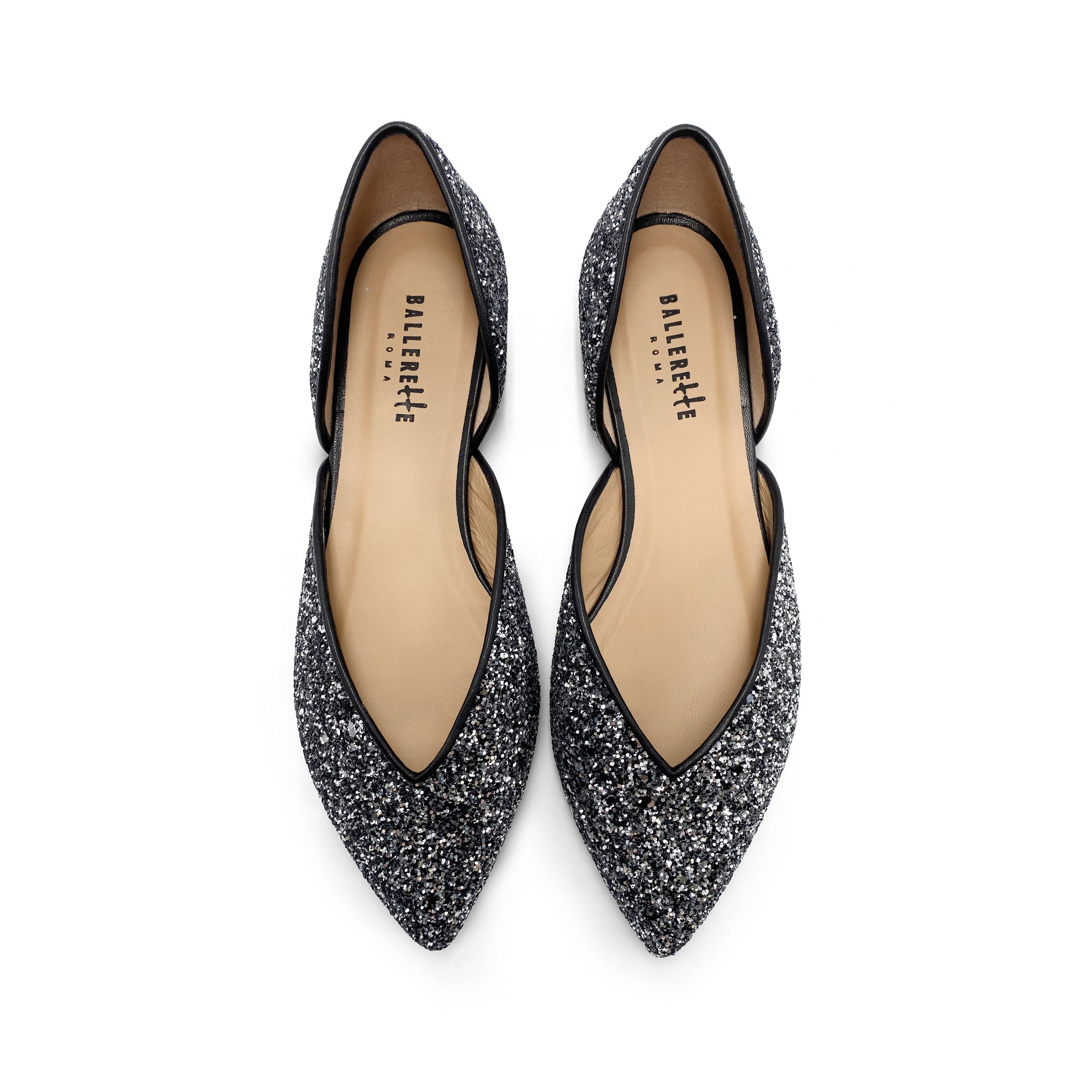 Ballerines ouvertes en paillettes de fer