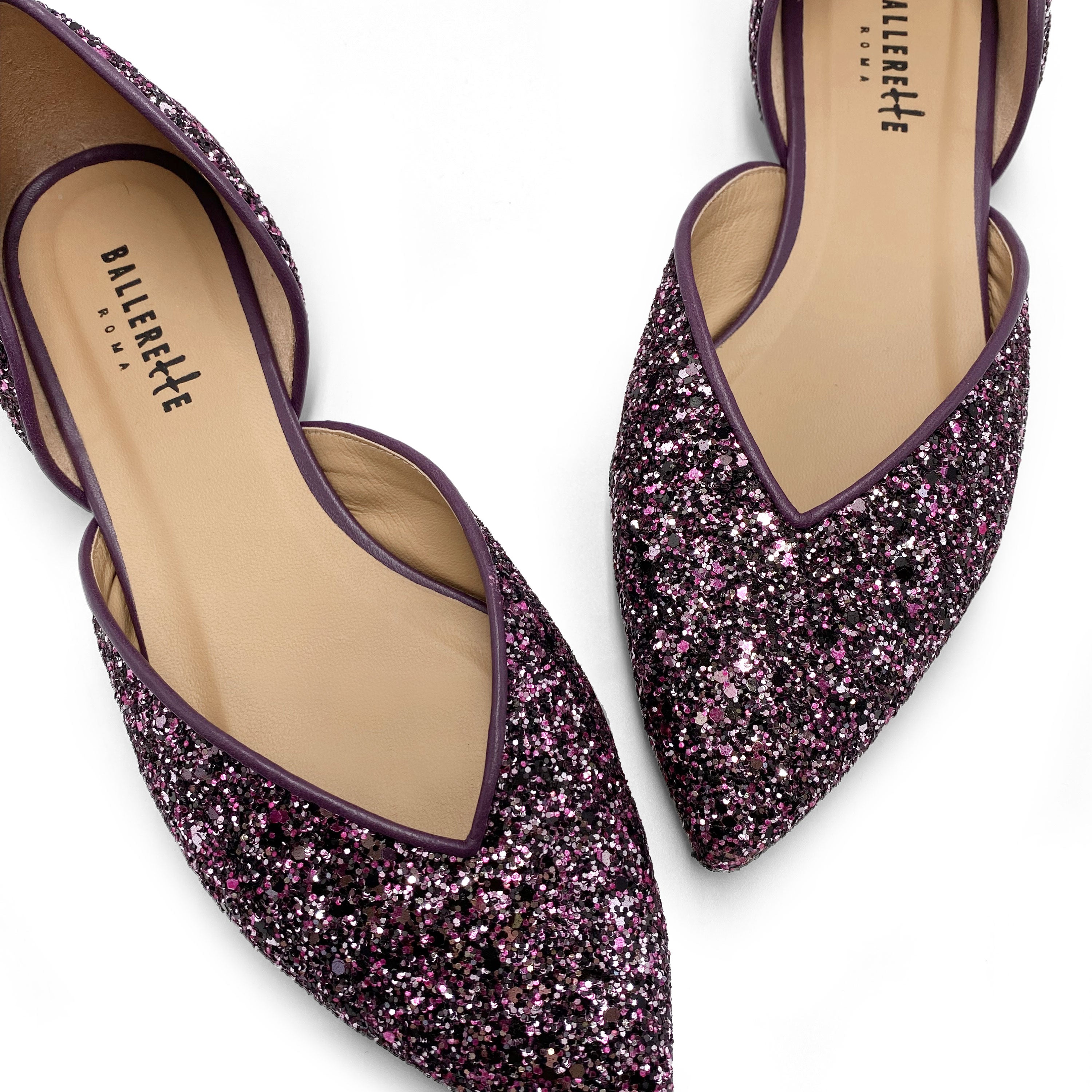 Ballerine aperte in glitter lilla
