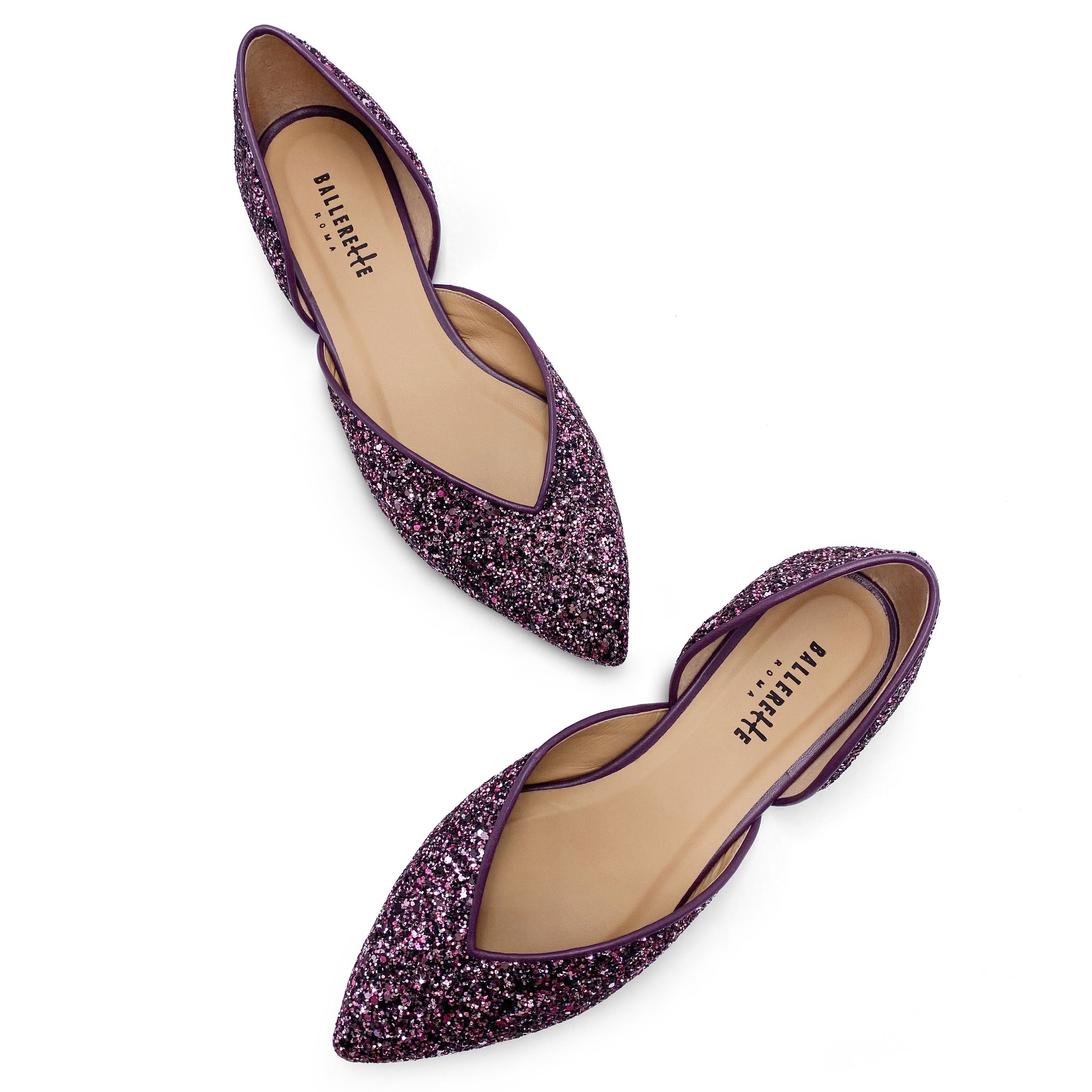 Ballerine aperte in glitter lilla