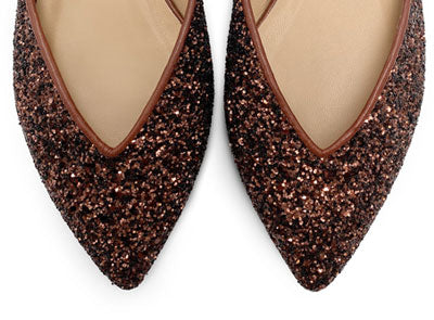 Ballerines ouvertes à paillettes bronze
