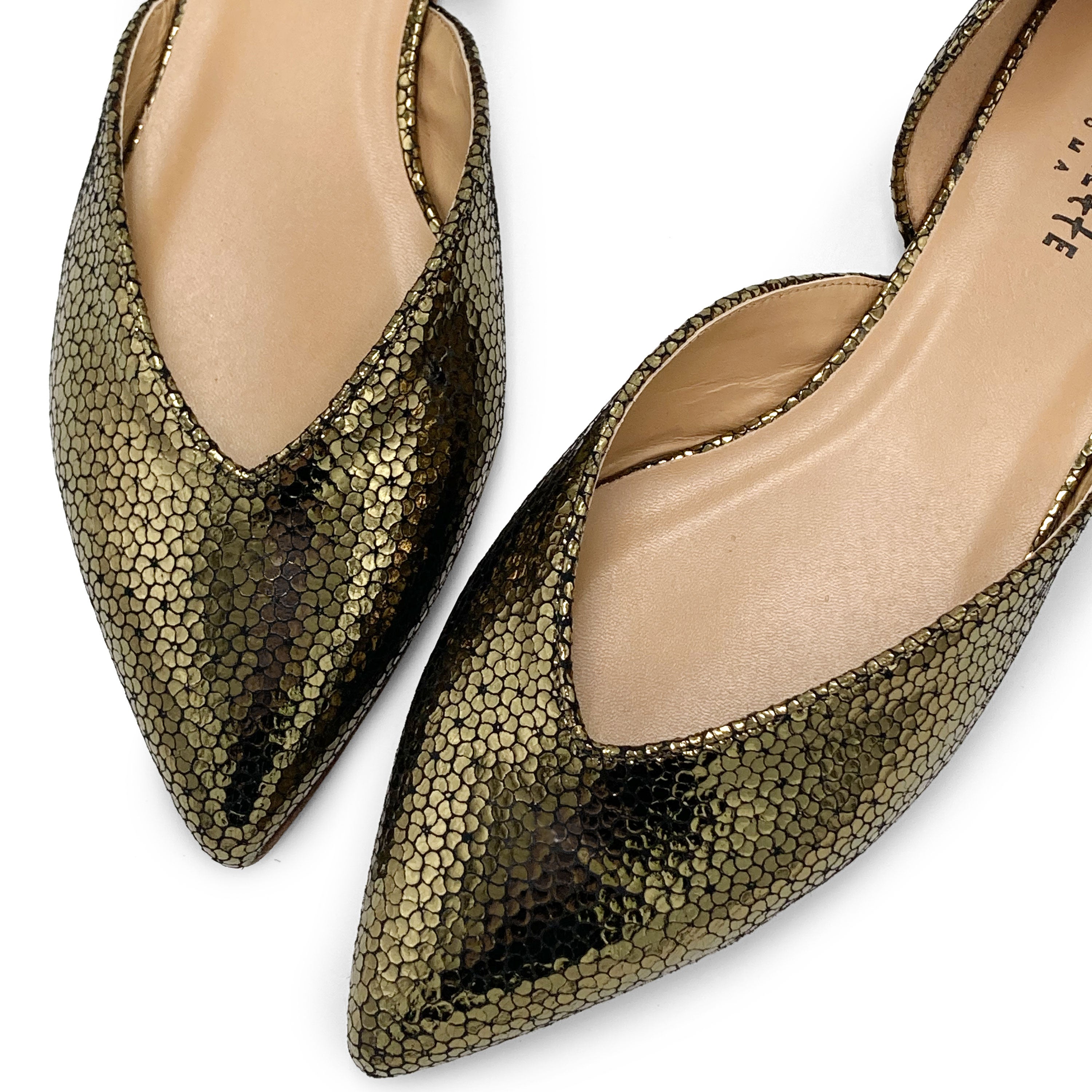 Ballerine aperte laminate bronzo