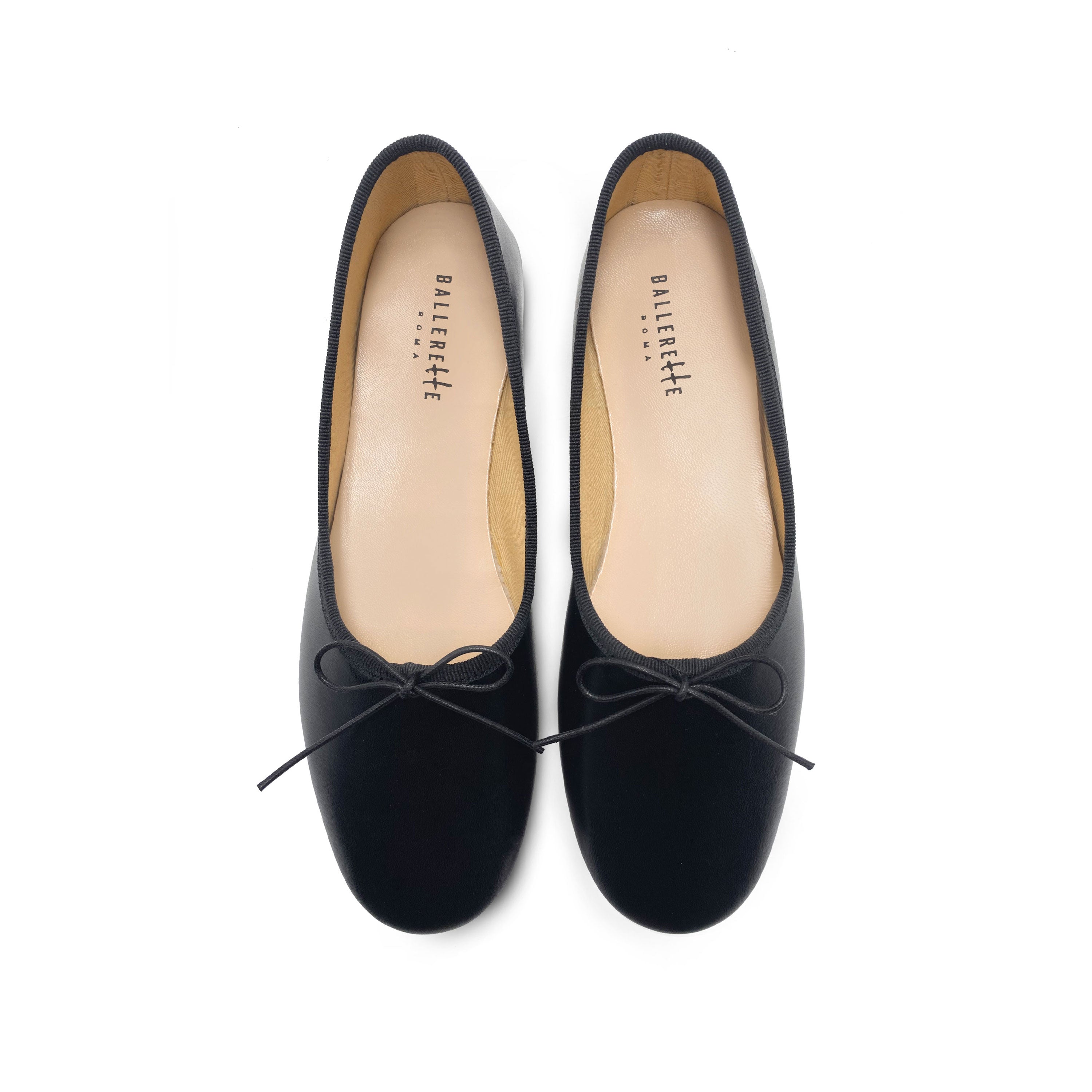 Schwarze Leder 'Glove' Ballerinas