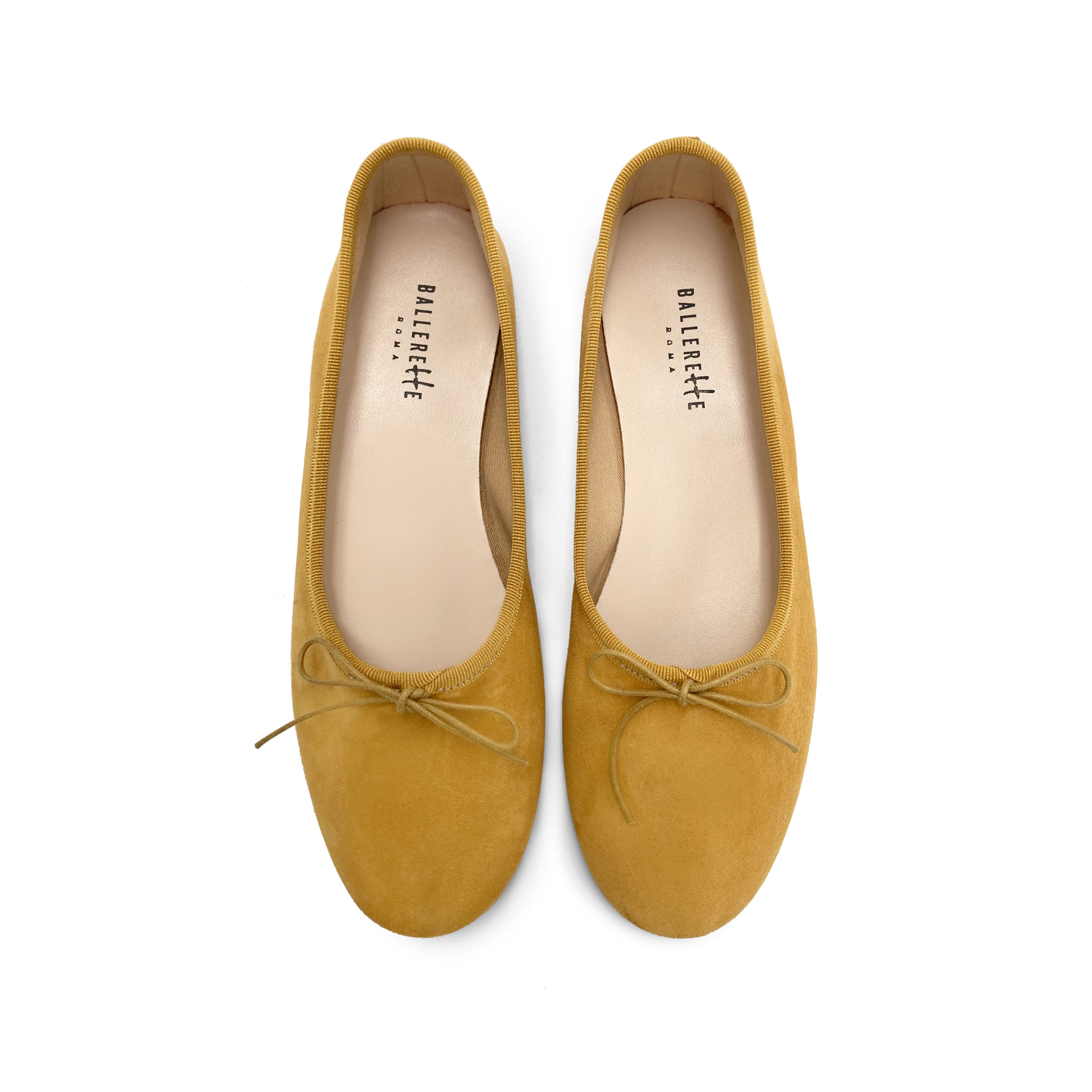 Ballerine "glove shoes" gialle senape accollate in camoscio