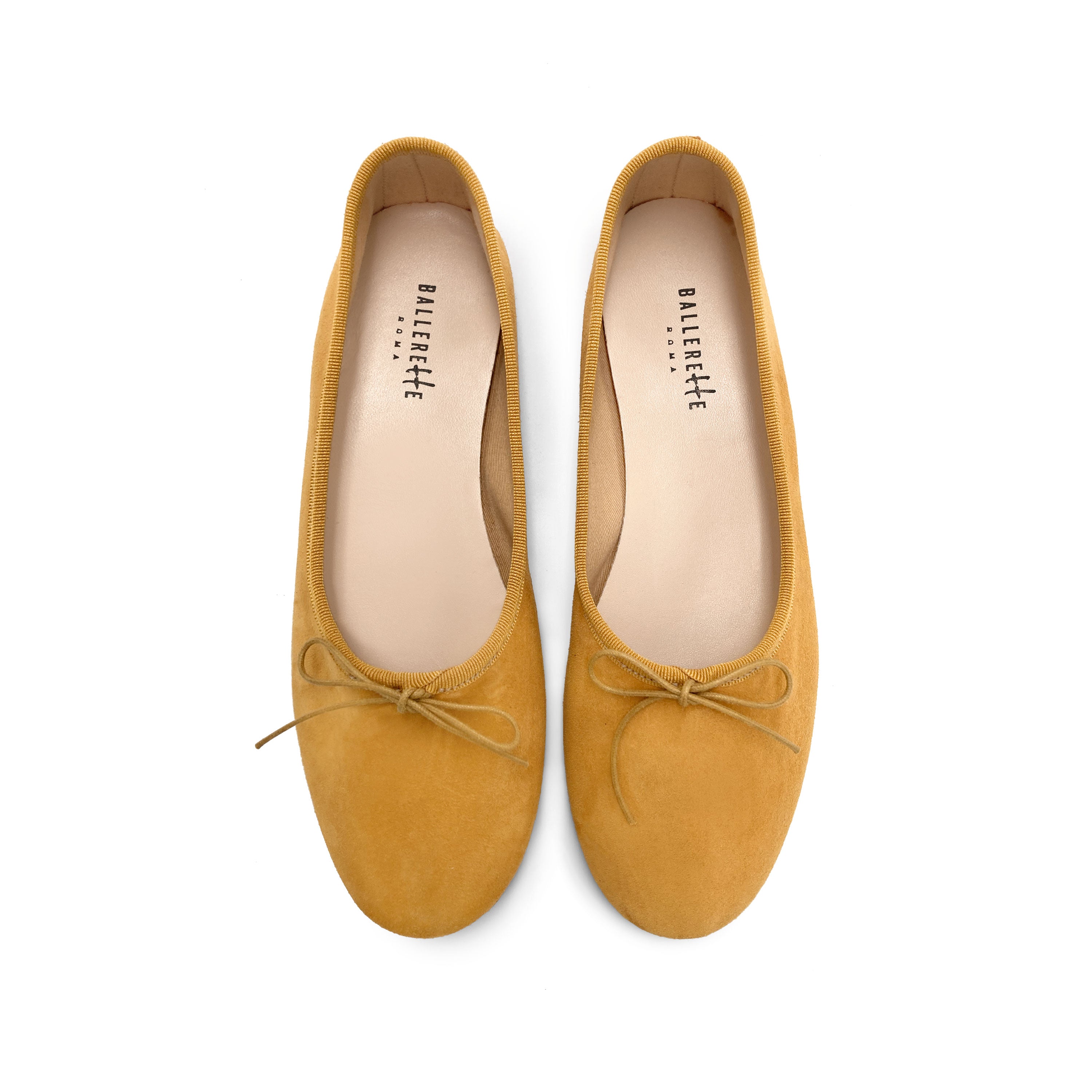 Mustard yellow suede "glove shoes" ballet flats