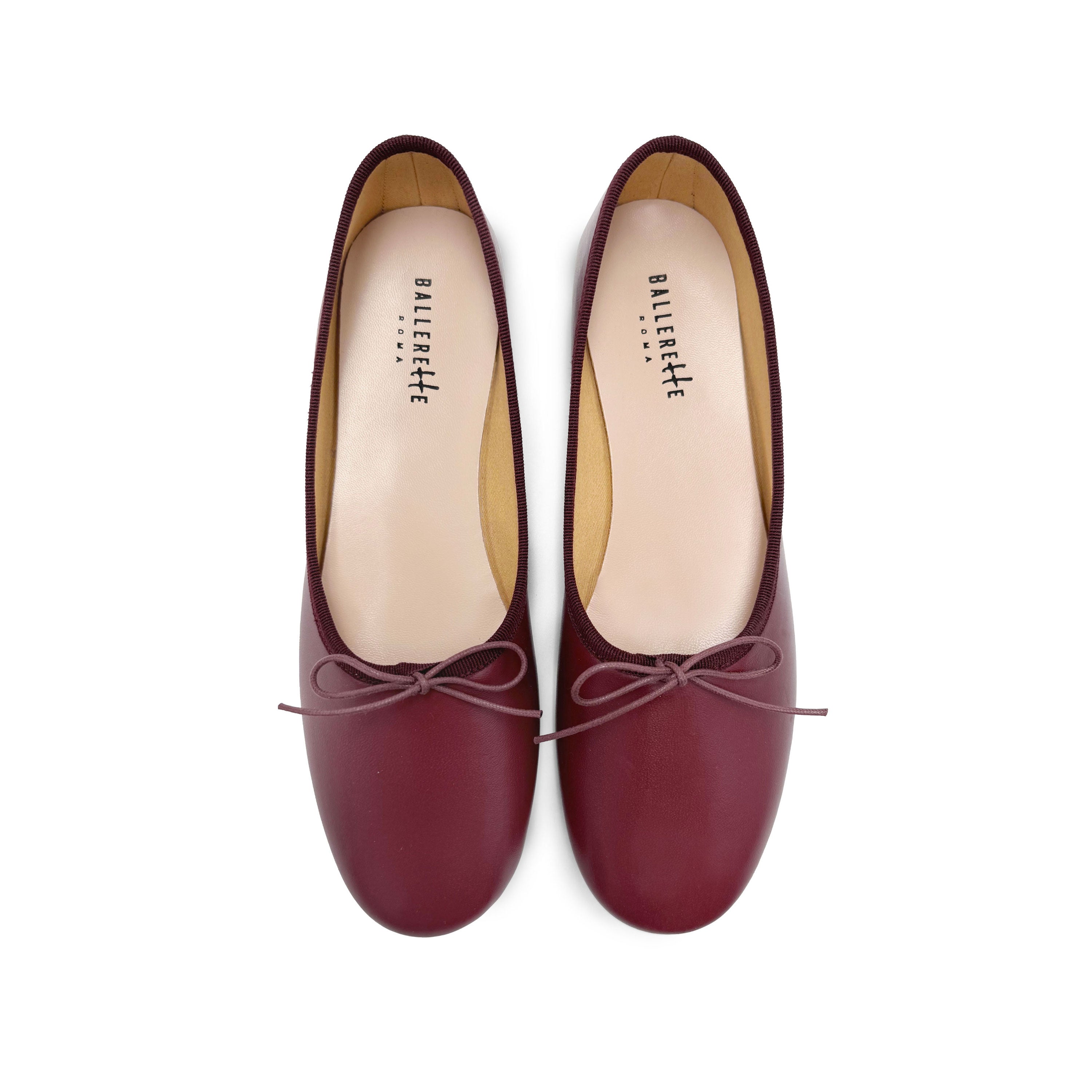 Ballerine "glove shoes" bordeaux accollate in pelle