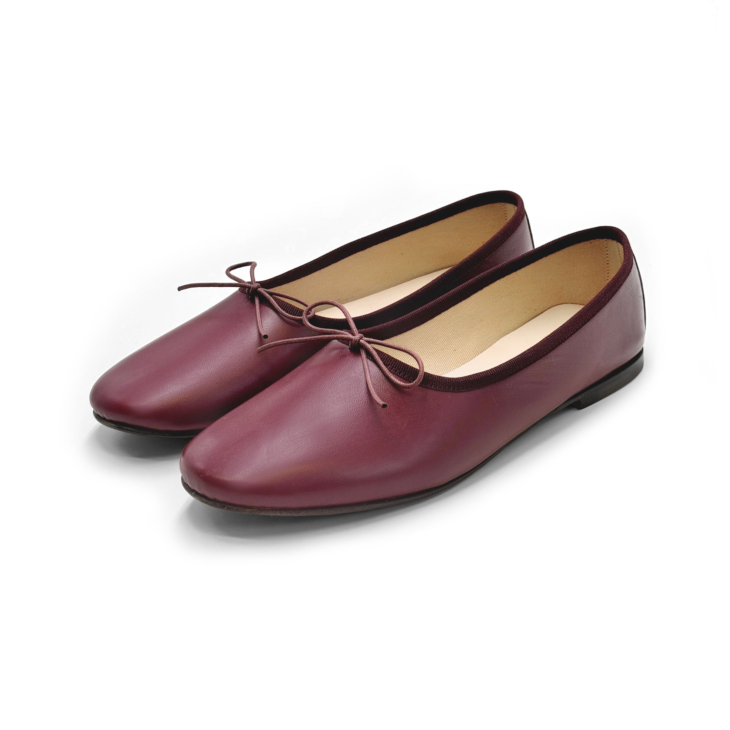 Ballerine "glove shoes" bordeaux accollate in pelle