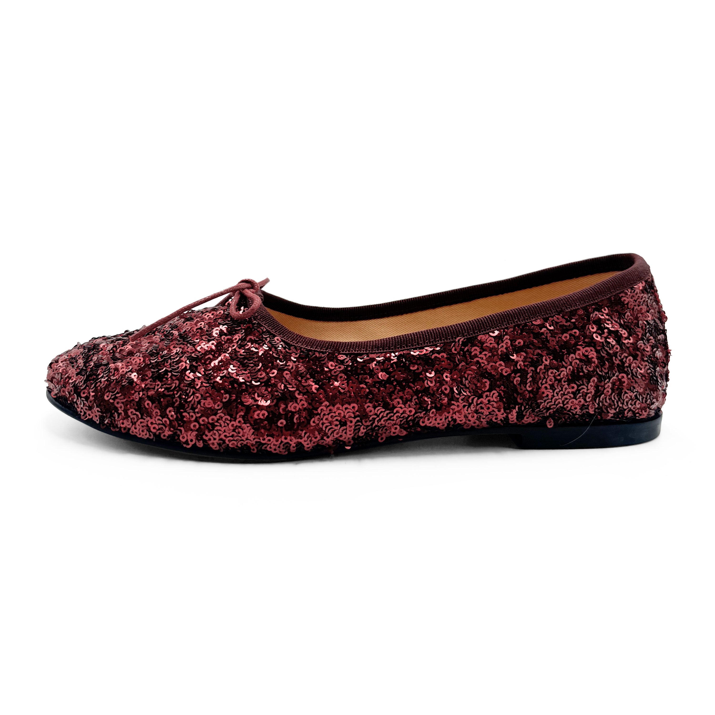 Ballerine accollate con paillettes rosse bordeaux