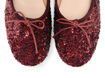 Ballerine accollate con paillettes rosse bordeaux