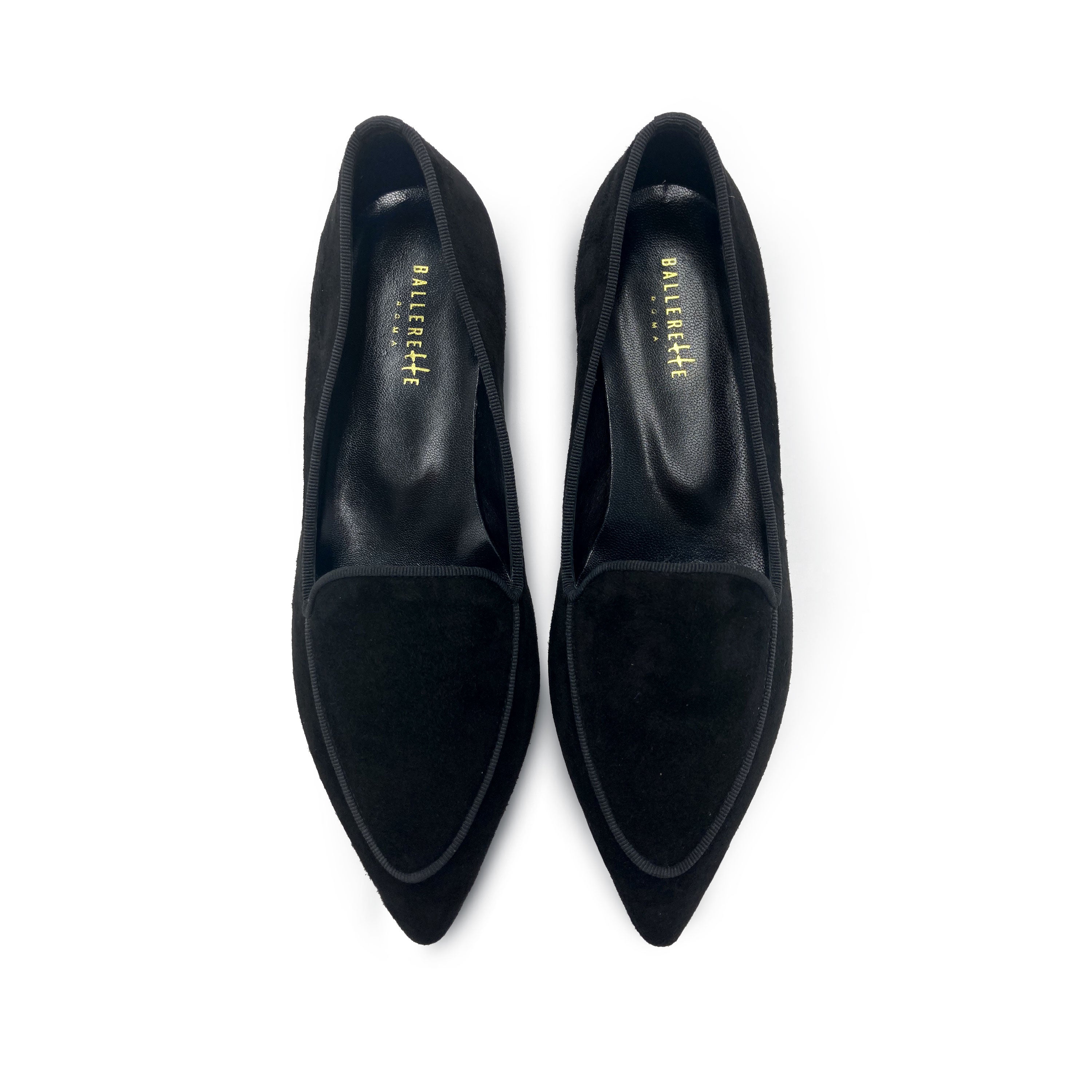 Mocassini donna neri a punta in camoscio