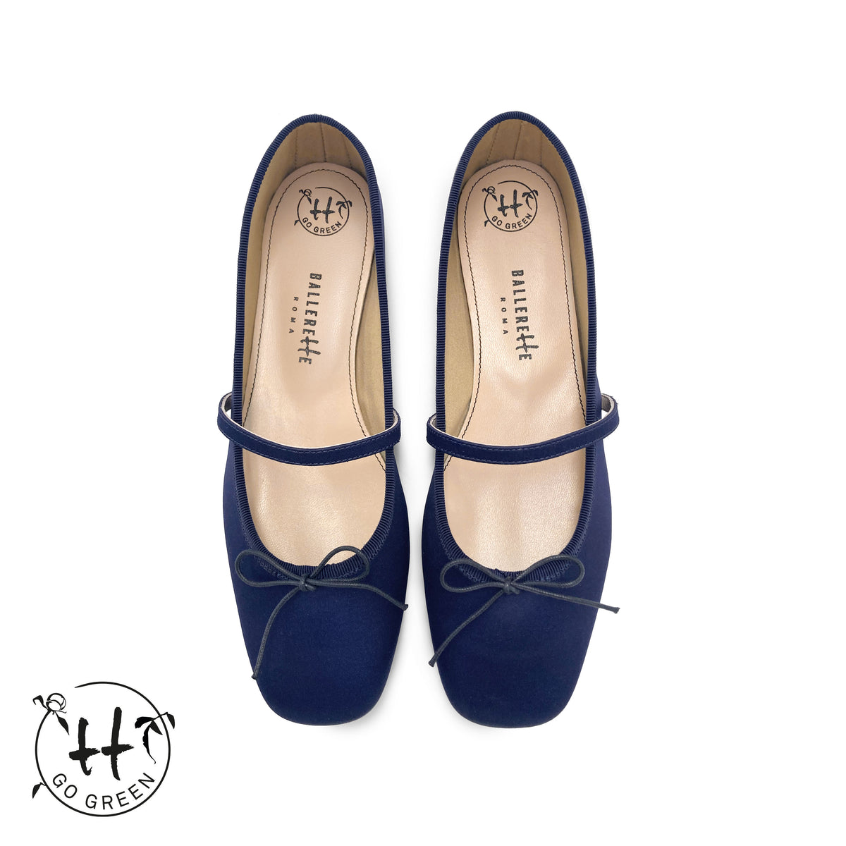TT GO GREEN Collection - Mary Jane Ballerinas aus blauem recyceltem Satin