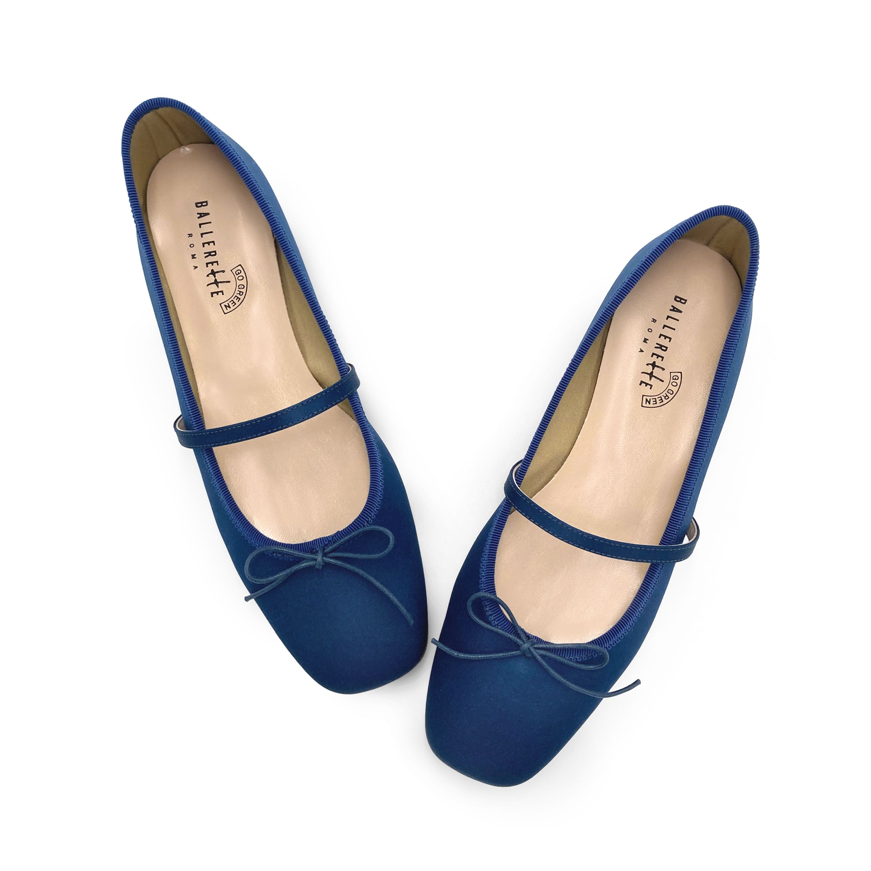 TT GO GREEN Collection - Ballerine Mary Jane blu in raso ECO