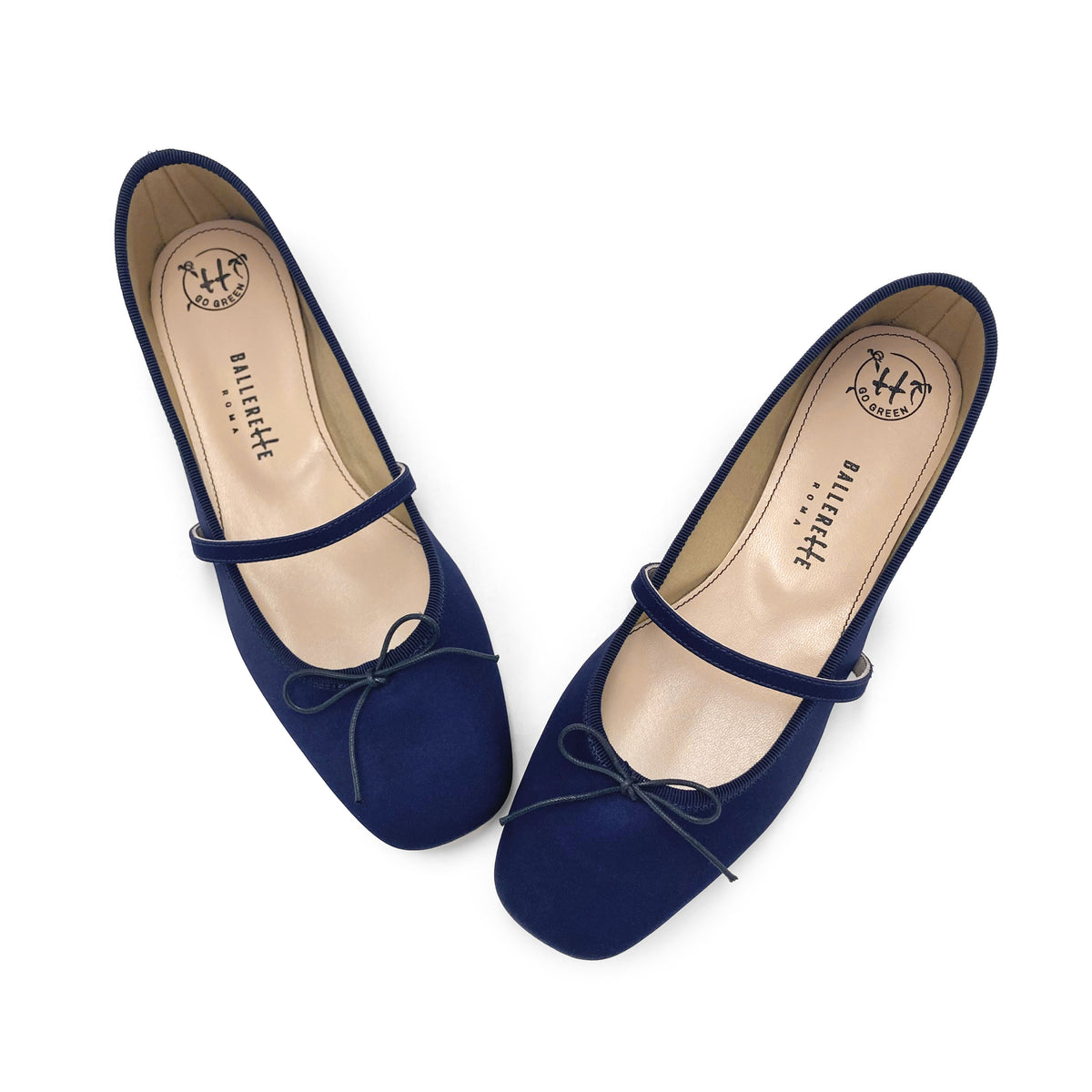 TT GO GREEN Collection - Mary Jane Ballerinas aus blauem recyceltem Satin