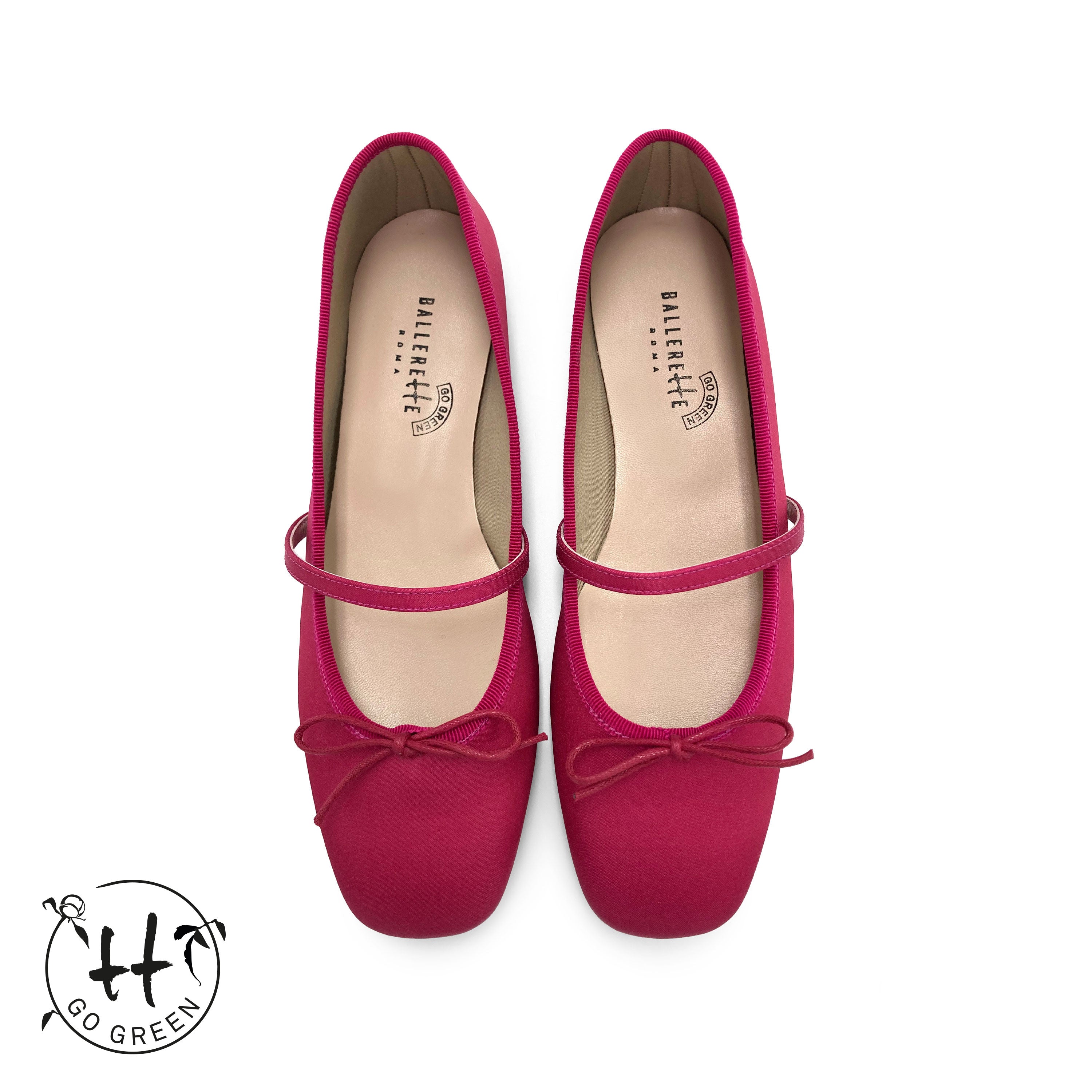 TT Go Green Collection - Ballerine Mary Jane fucsia in raso eco