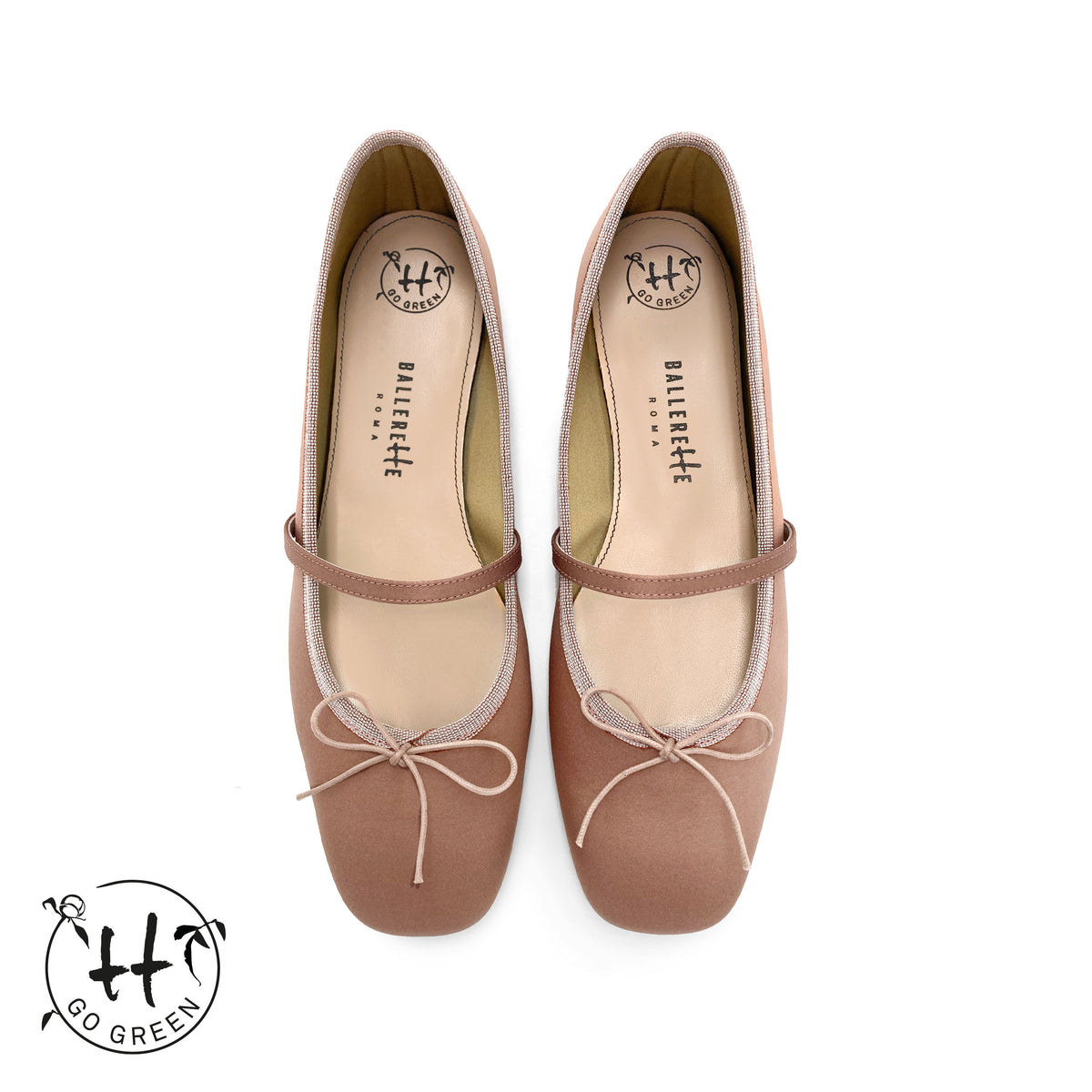 TT Go Green Collection - Ballerine Mary Jane rosa antico in raso eco