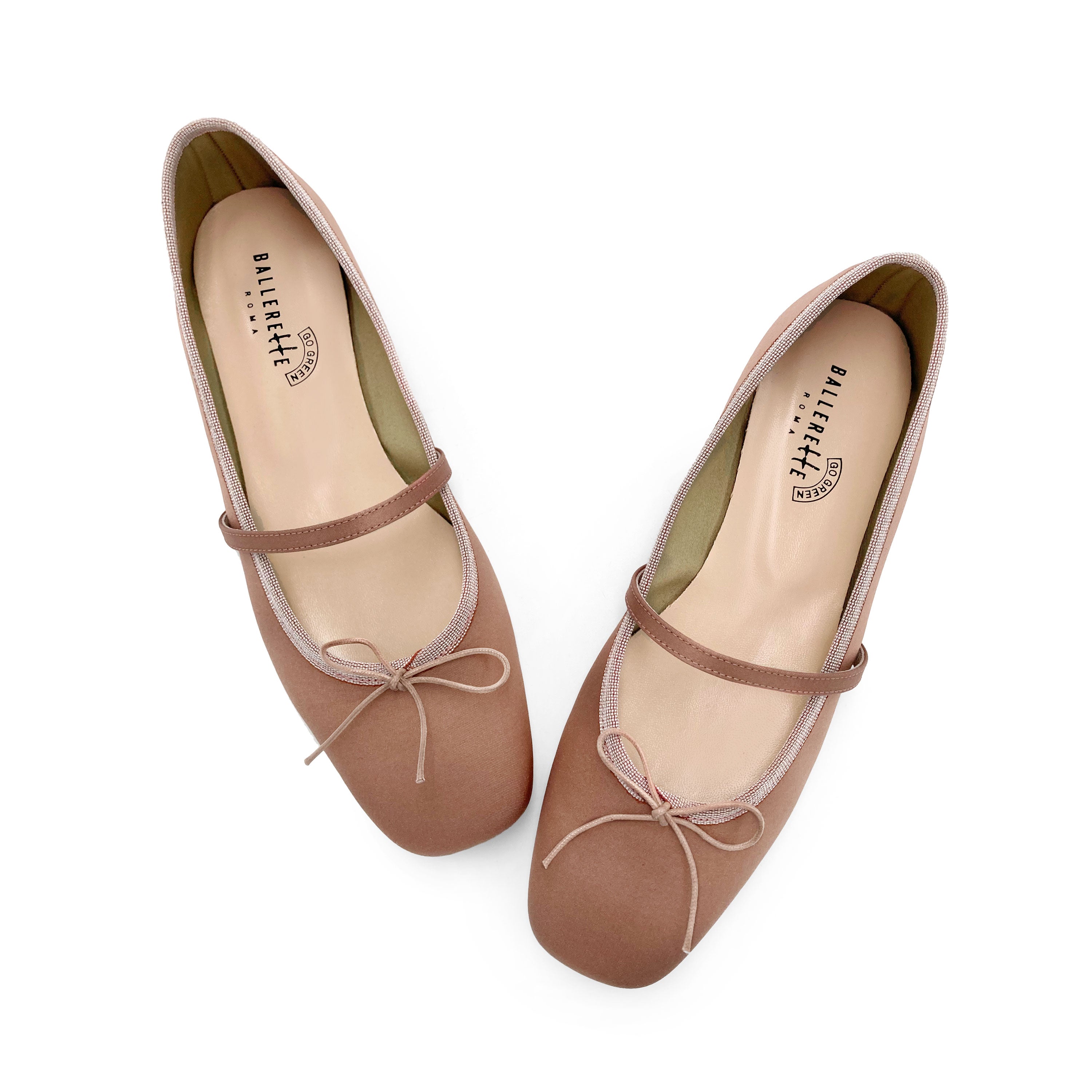 TT GO GREEN Collection - Ballerine Mary Jane rosa antico in raso ECO