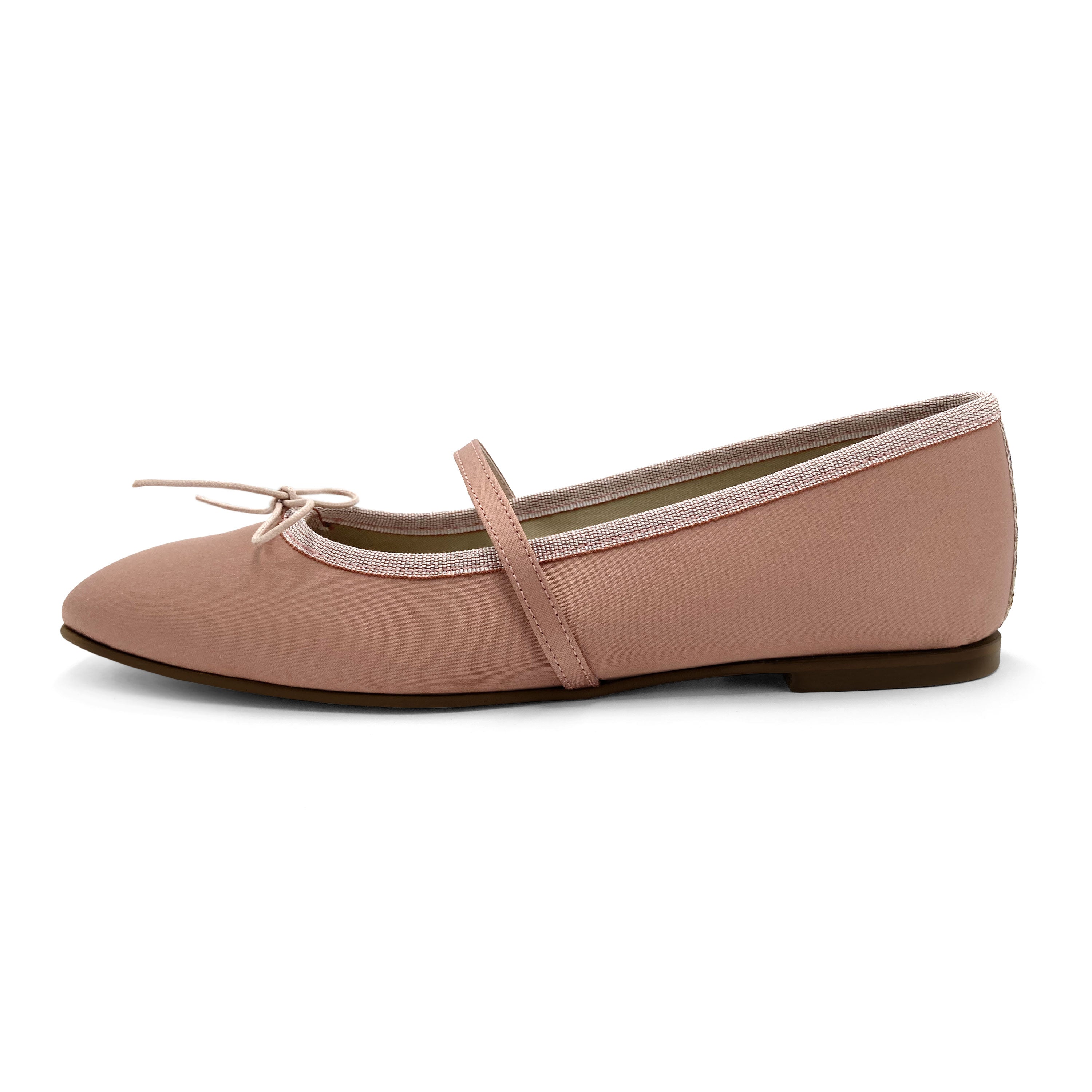 TT Go Green collection antique pink satin Mary Jane ballet flats in eco fabric