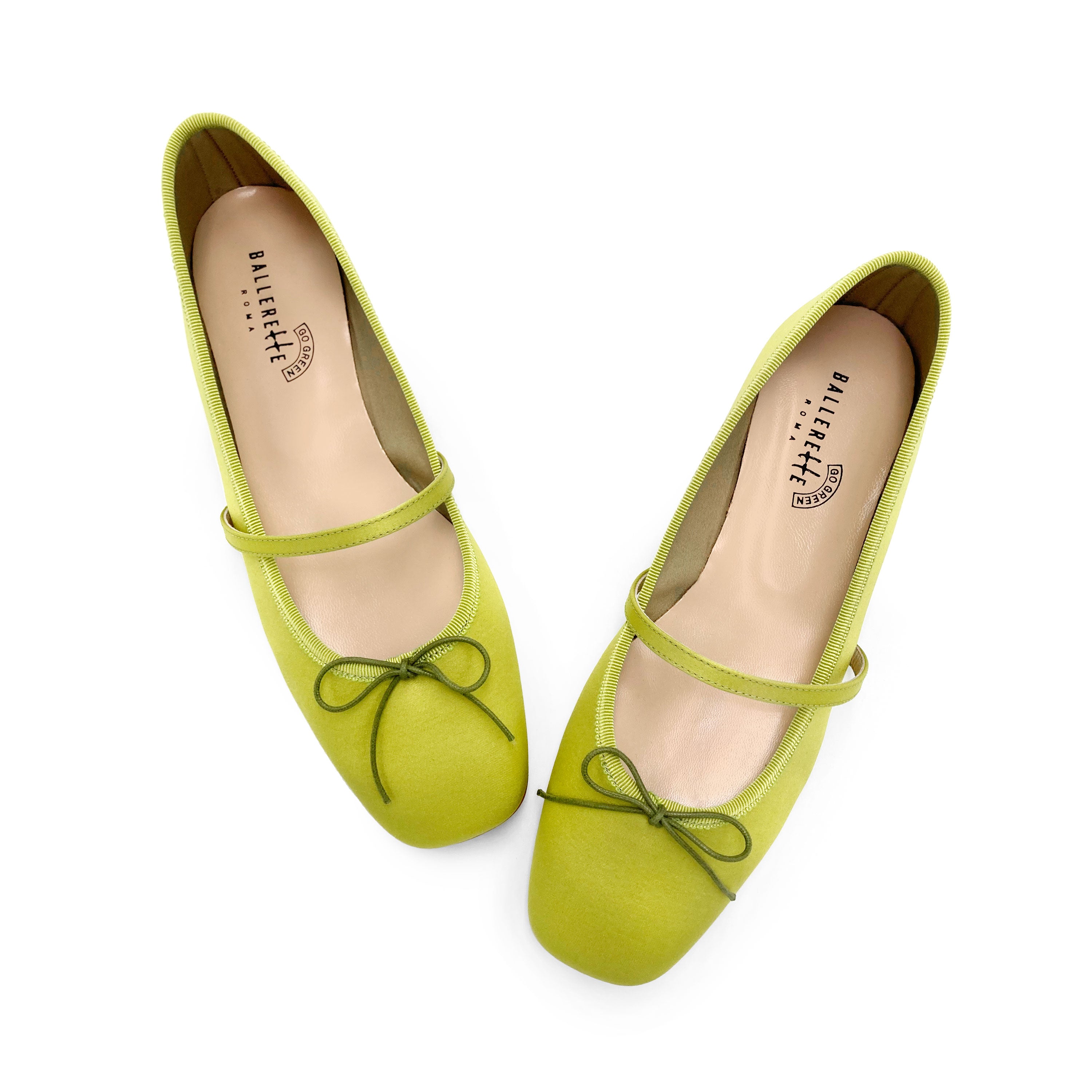 TT GO GREEN Collection - Ballerine Mary Jane verdi lime in raso ECO