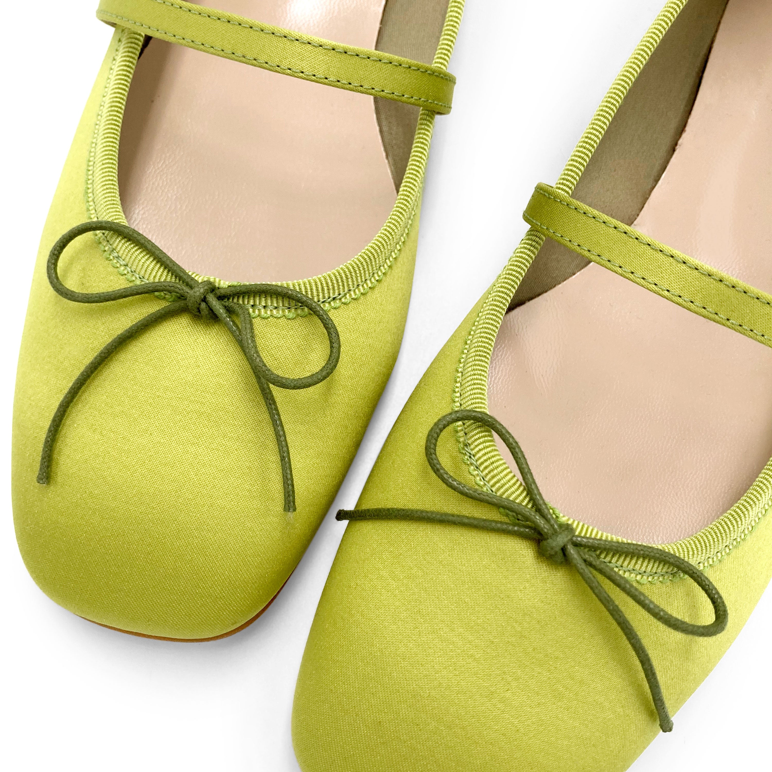 TT GO GREEN Collection - Ballerine Mary Jane verdi lime in raso ECO