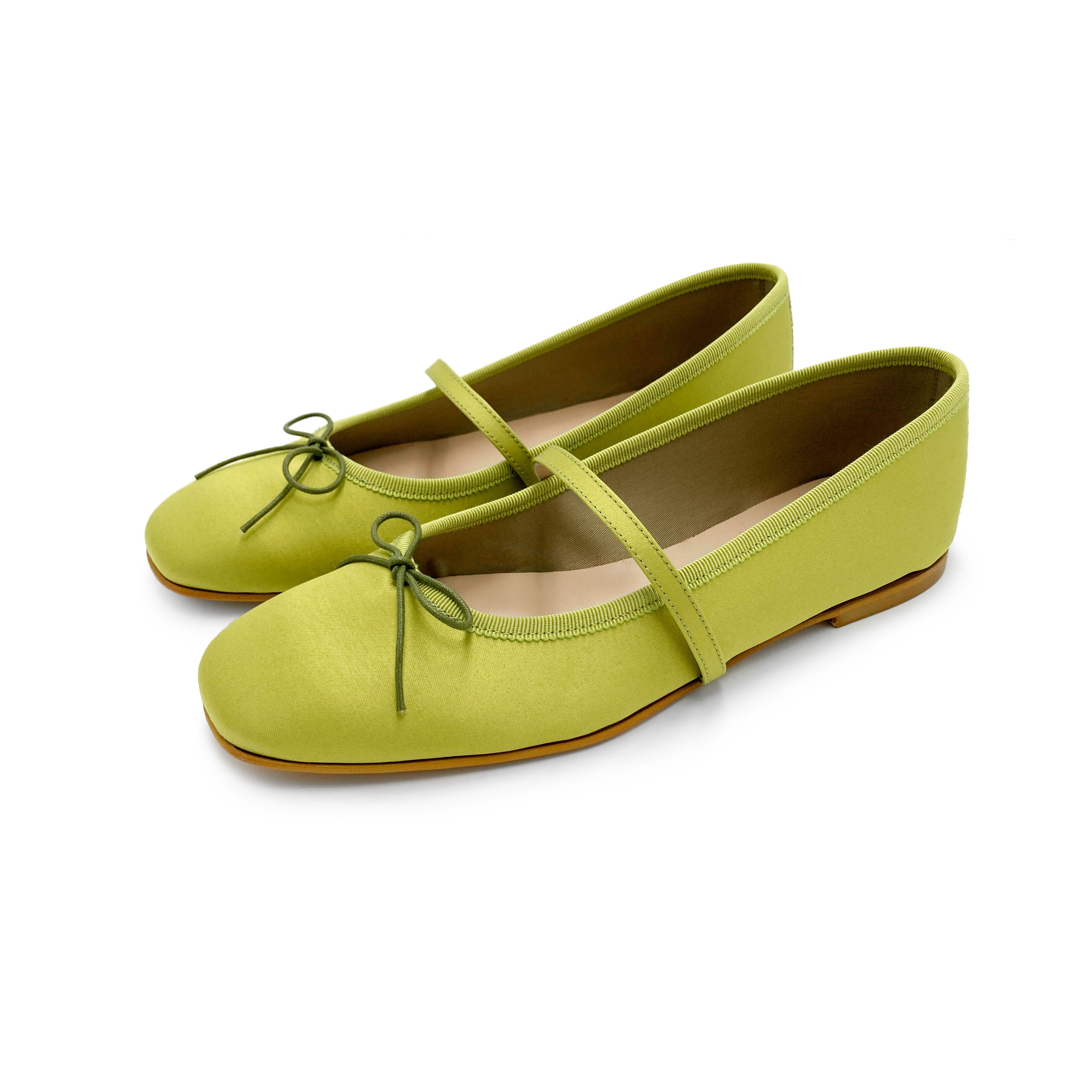 TT GO GREEN Collection - Ballerine Mary Jane verdi lime in raso ECO