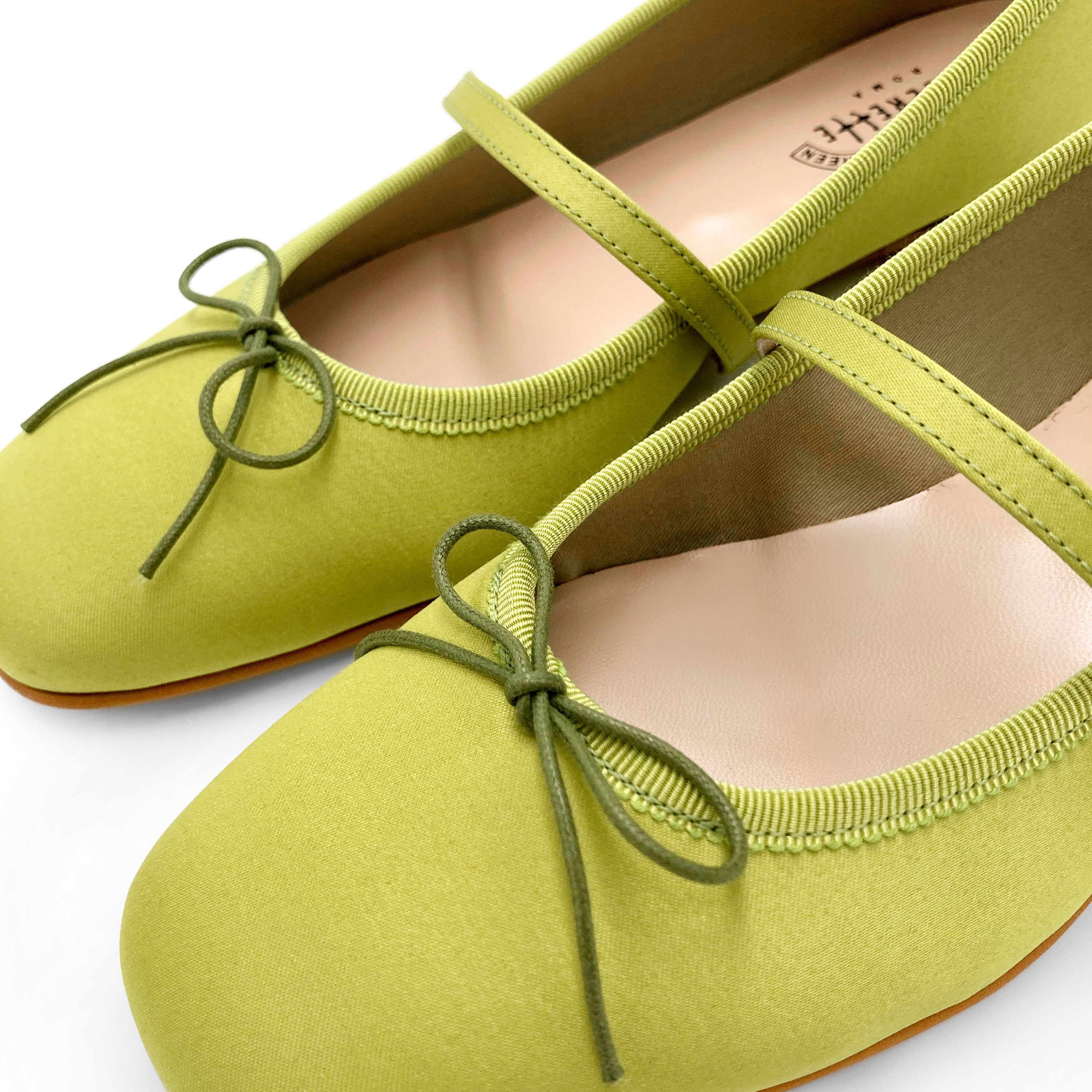 TT GO GREEN Collection - Ballerine Mary Jane verdi lime in raso ECO