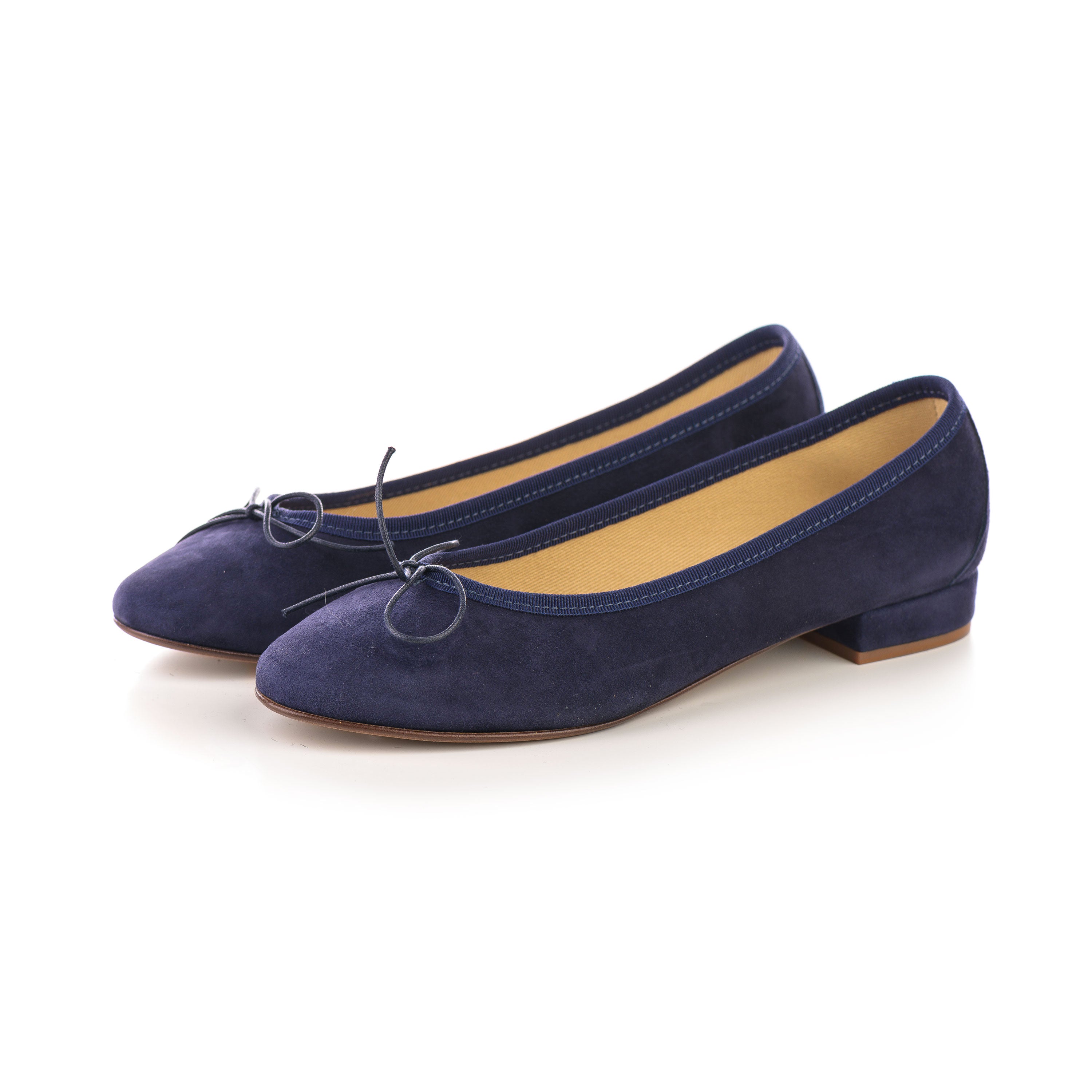 Ballerines bleues à talon en daim